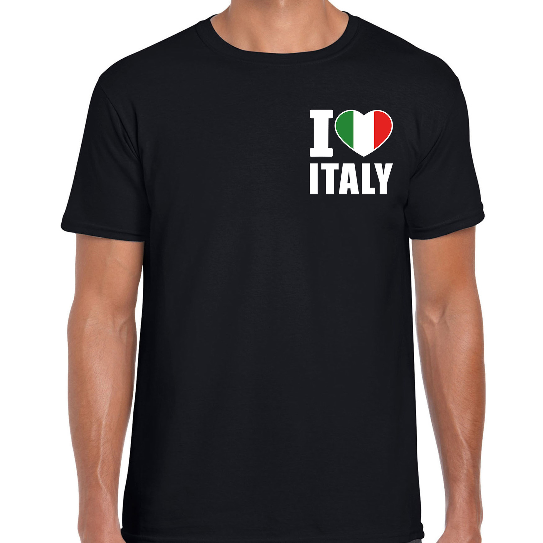 I love Italy-Italie landen shirt zwart voor heren borst bedrukking