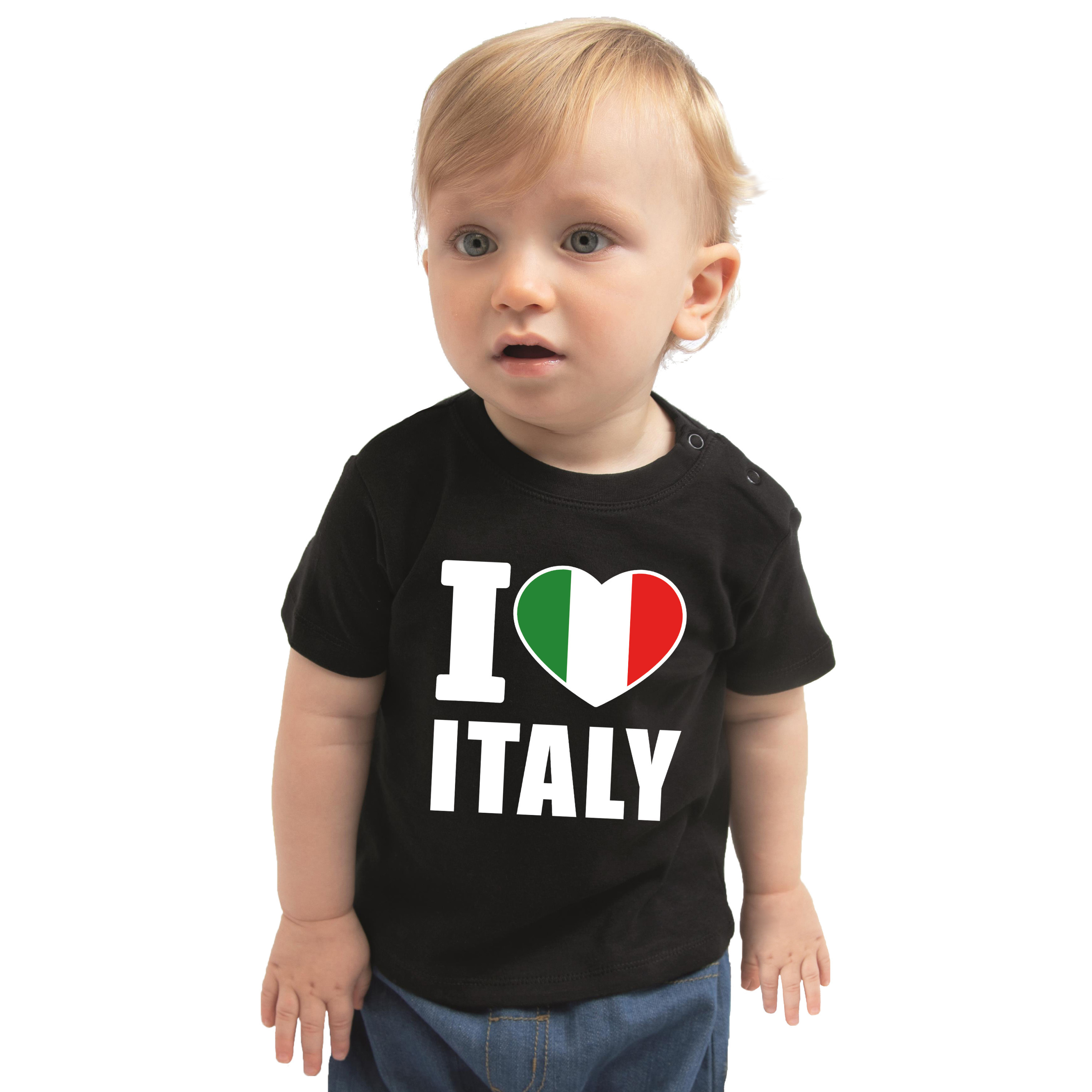 I love Italy-Italie landen shirtje zwart voor babys