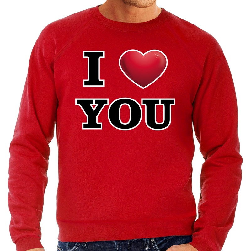 I love you cadeausweater voor Valentijnsdag rood voor heren