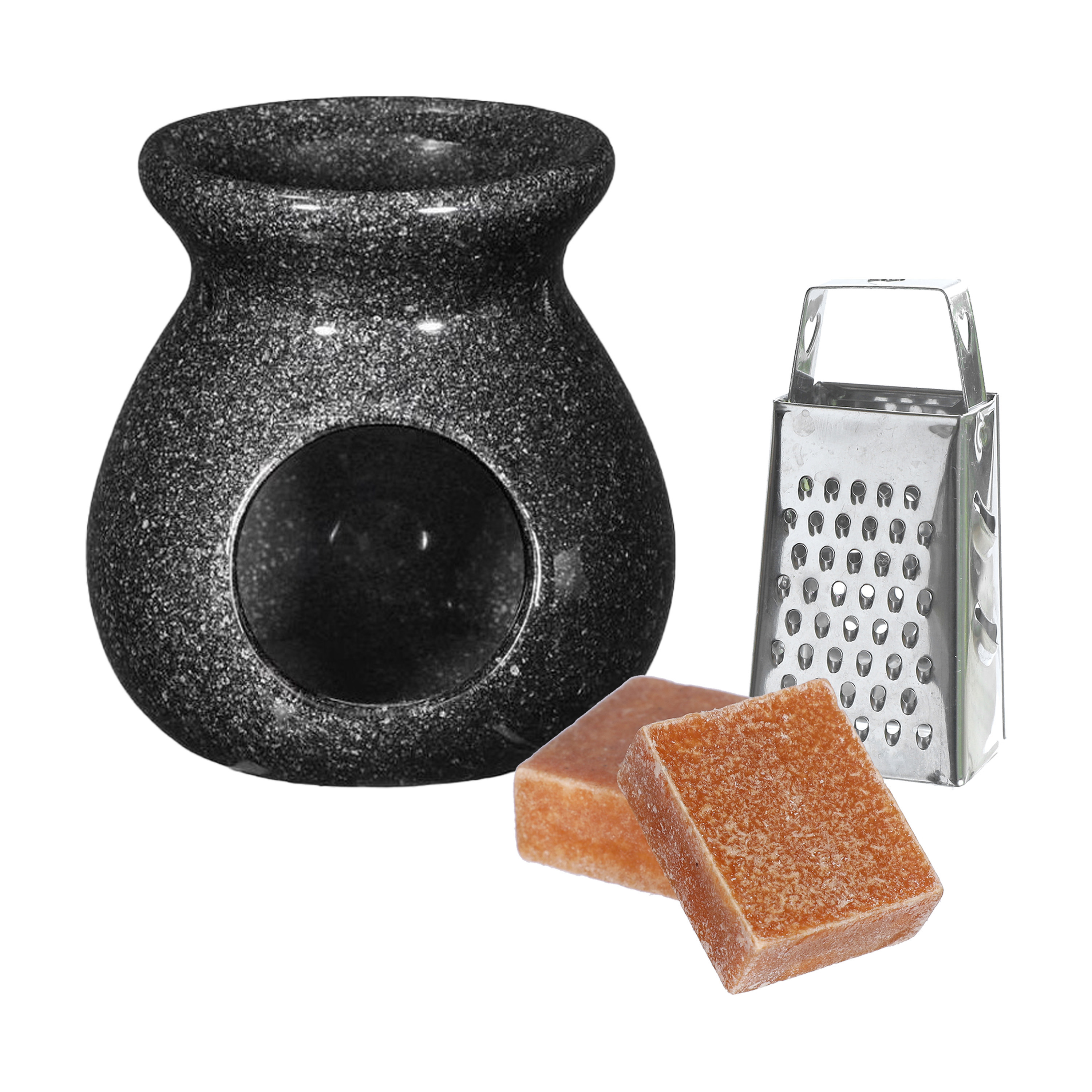 Ideas4seasons Amberblokjes-geurblokjes cadeauset amber geur inclusief geurbrander en mini rasp