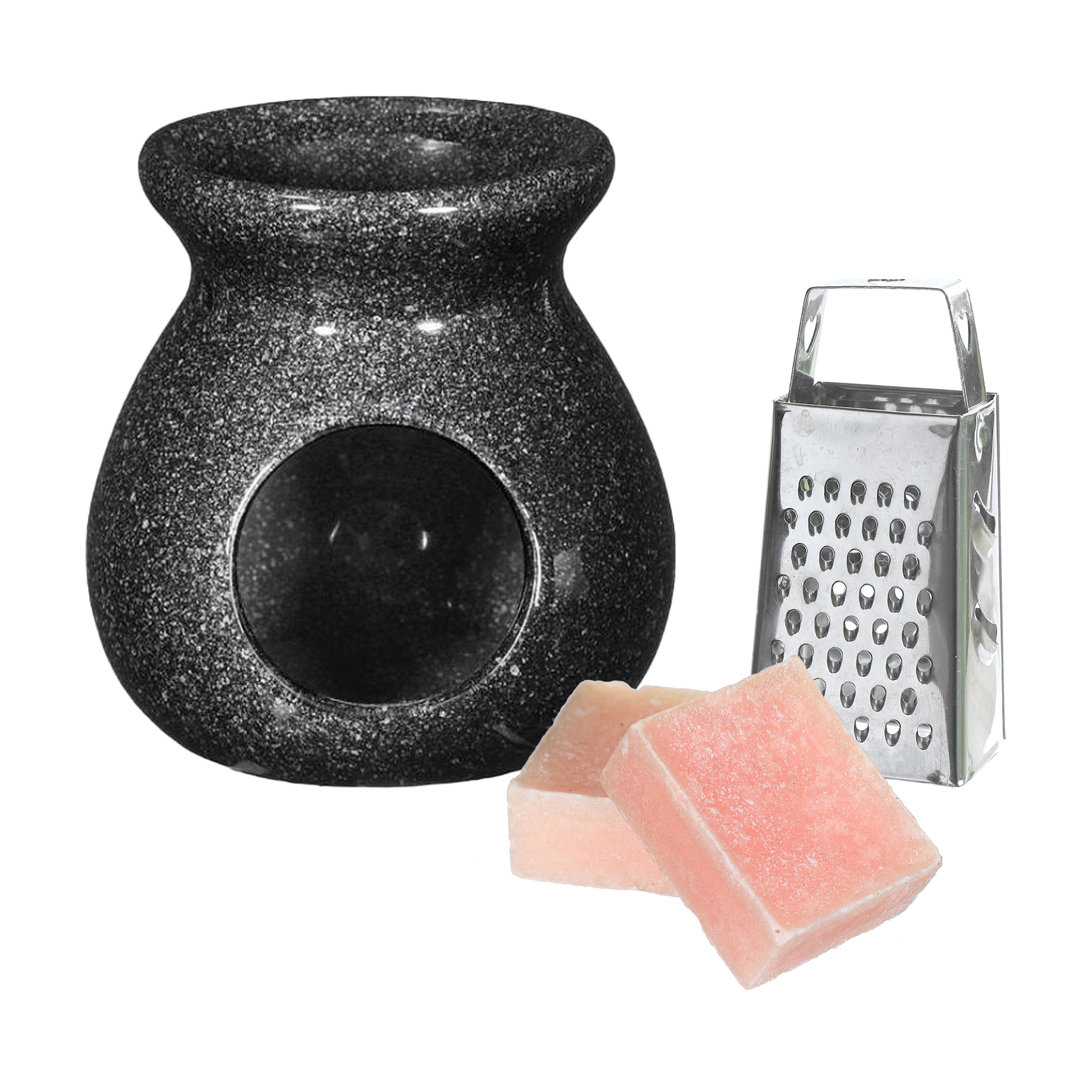 Ideas4seasons Amberblokjes-geurblokjes cadeauset roos inclusief geurbrander en mini rasp