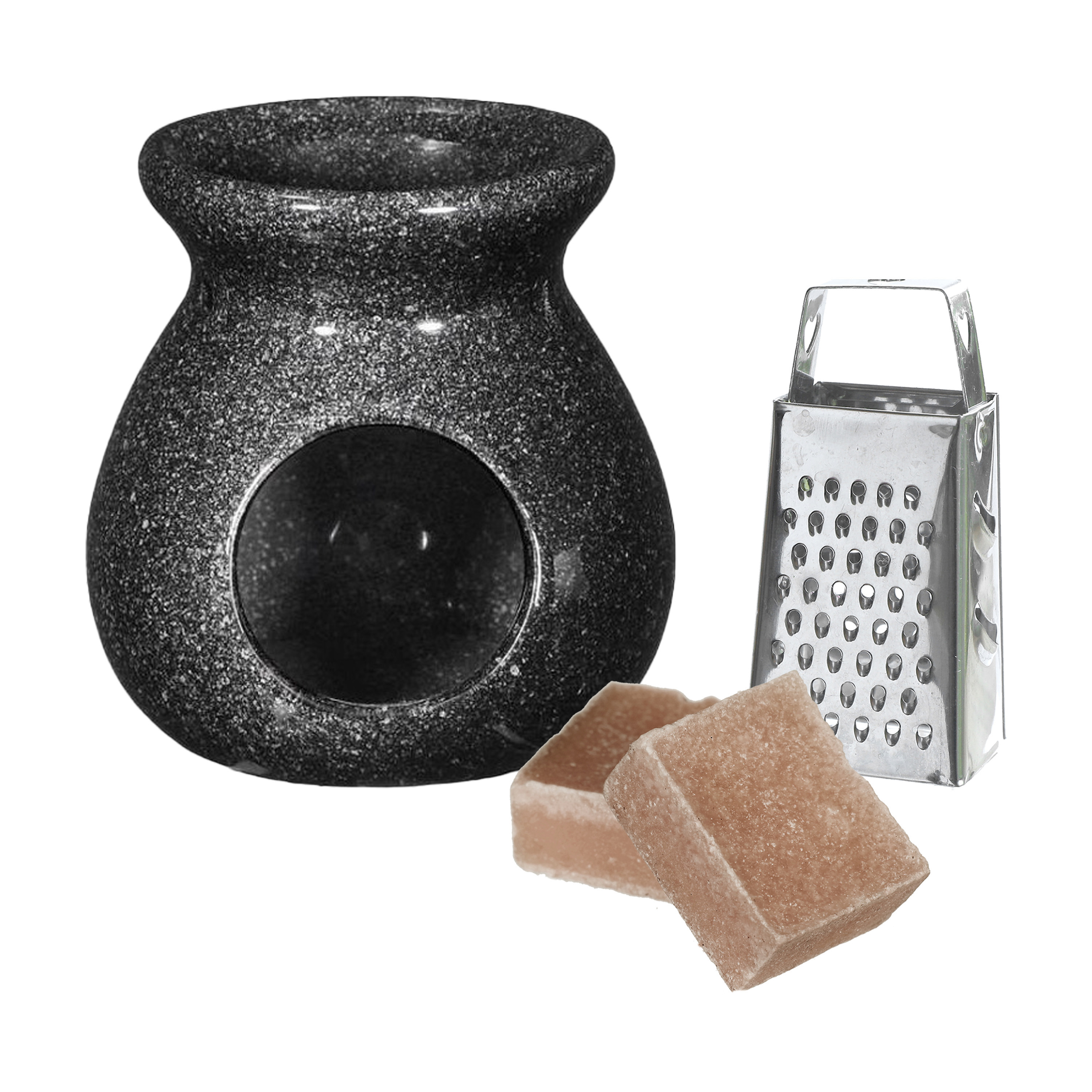 Ideas4seasons Amberblokjes-geurblokjes cadeauset sandelhout inclusief geurbrander en mini rasp