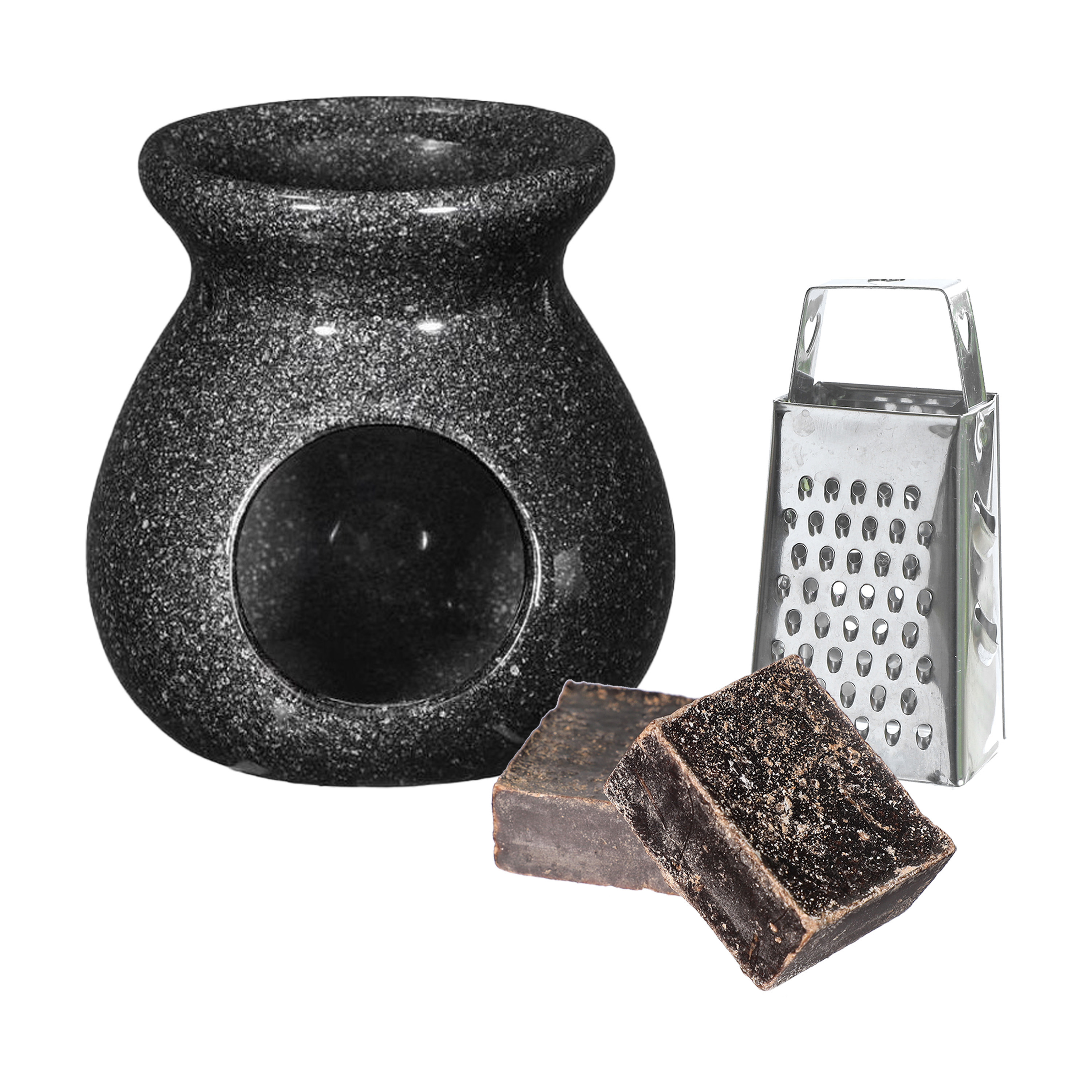 Ideas4seasons Amberblokjes-geurblokjes cadeauset ylang ylang inclusief geurbrander en mini rasp