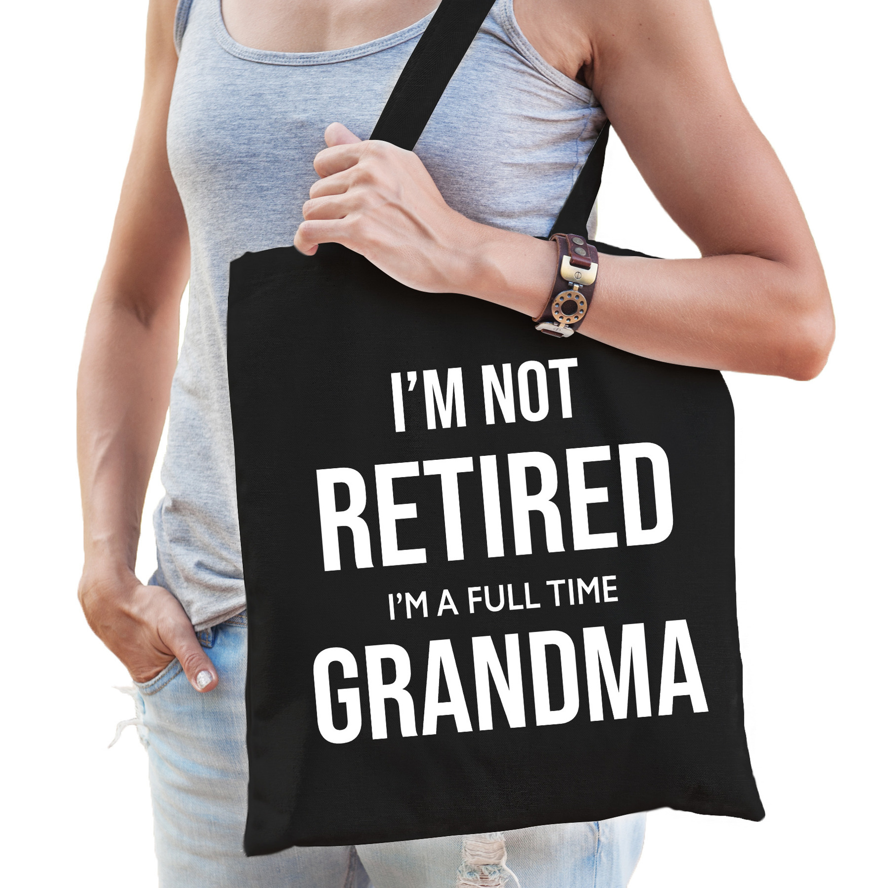 Im not retired im a full time grandma kado tas zwart dames pensioen-VUT kado