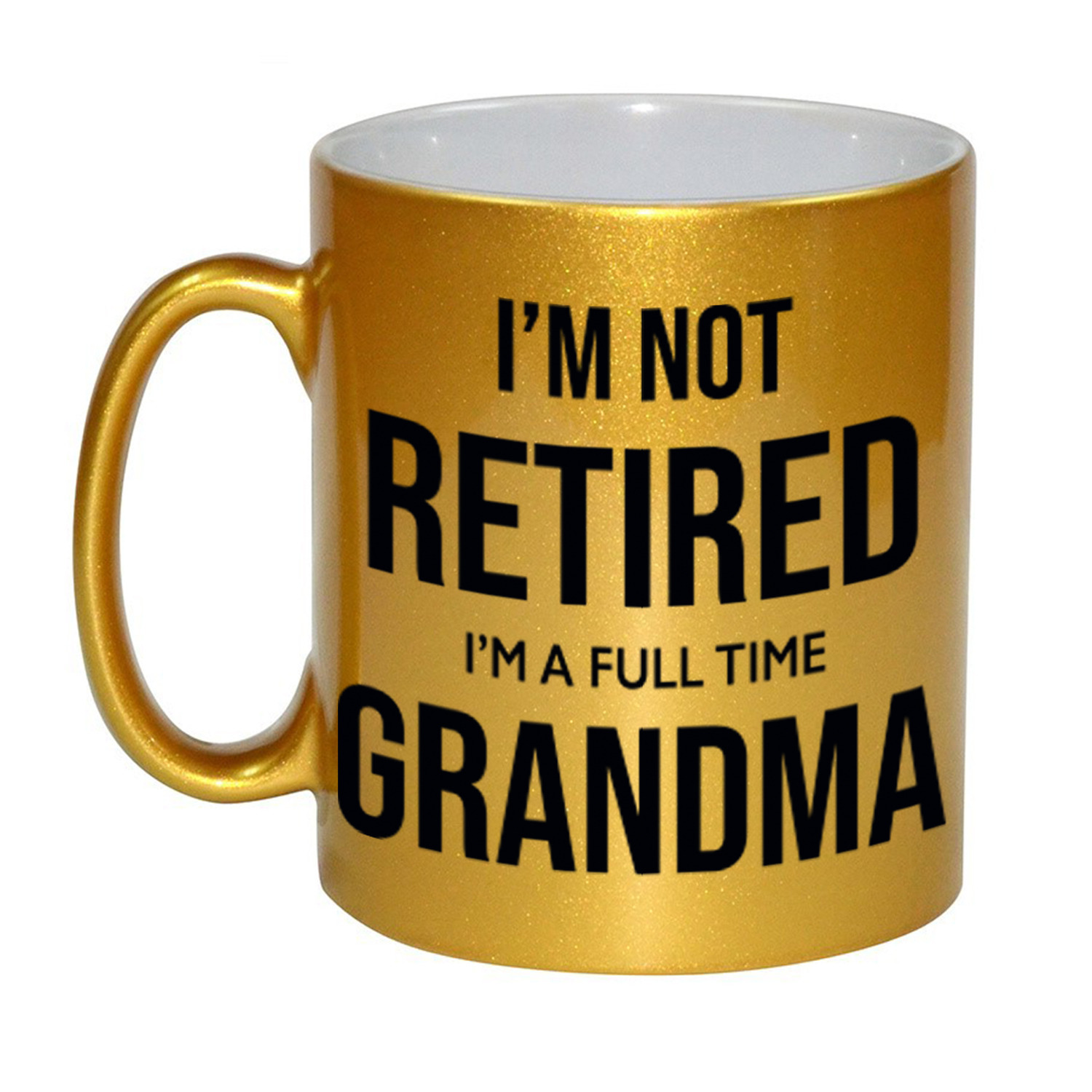 Im not retired im a full time grandma-oma gouden koffiemok-theebeker 330 ml bedankt cadeau collega
