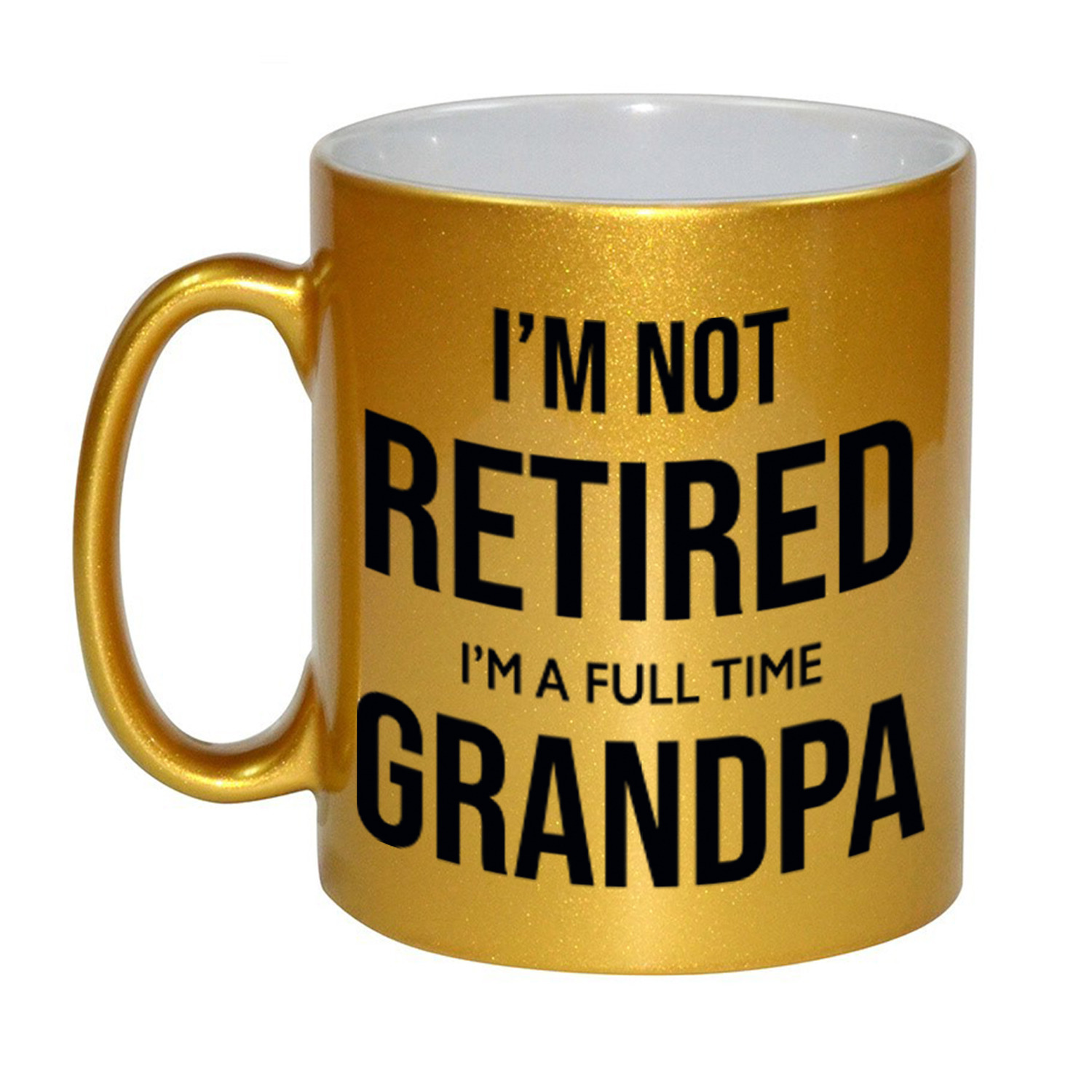 Im not retired im a full time grandpa-opa gouden koffiemok-theebeker 330 ml bedankt cadeau collega