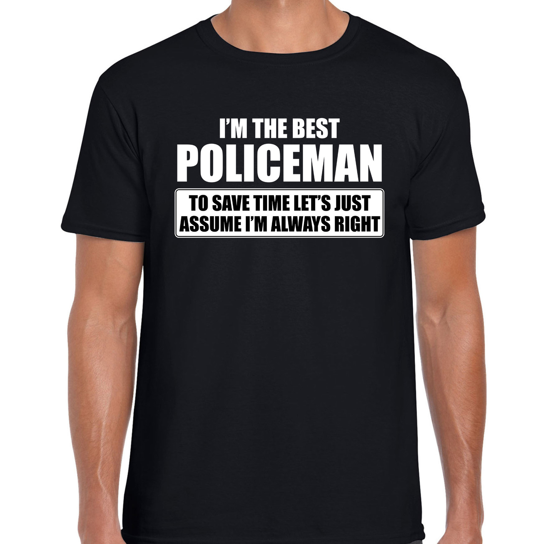 I'm the best policeman t-shirt zwart heren De beste politieagent cadeau