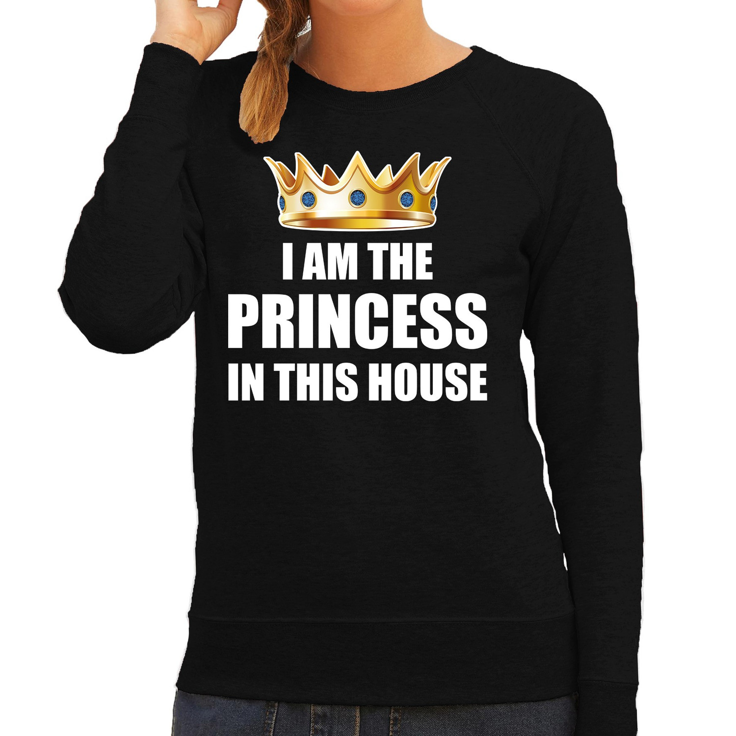 Im the princess in this house sweater-trui voor thuisblijvers tijdens Koningsdag zwart dames
