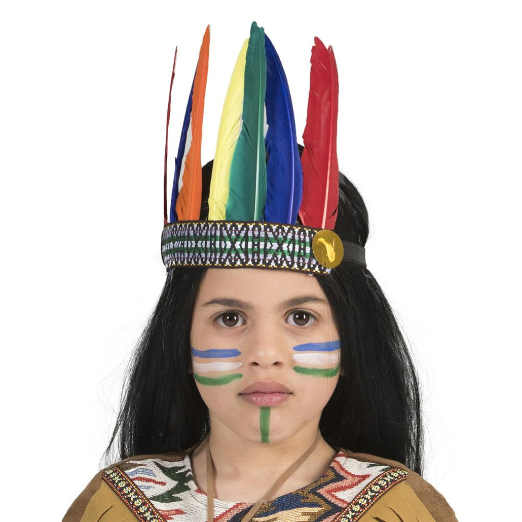 Indiaan verkleed hoofdtooi-hoofdband met veren voor kinderen