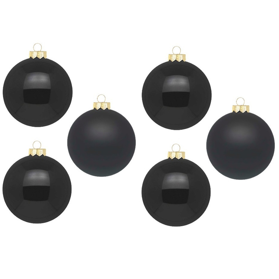 Inge Christmas grote kerstballen 6x zwart 10 cm glas