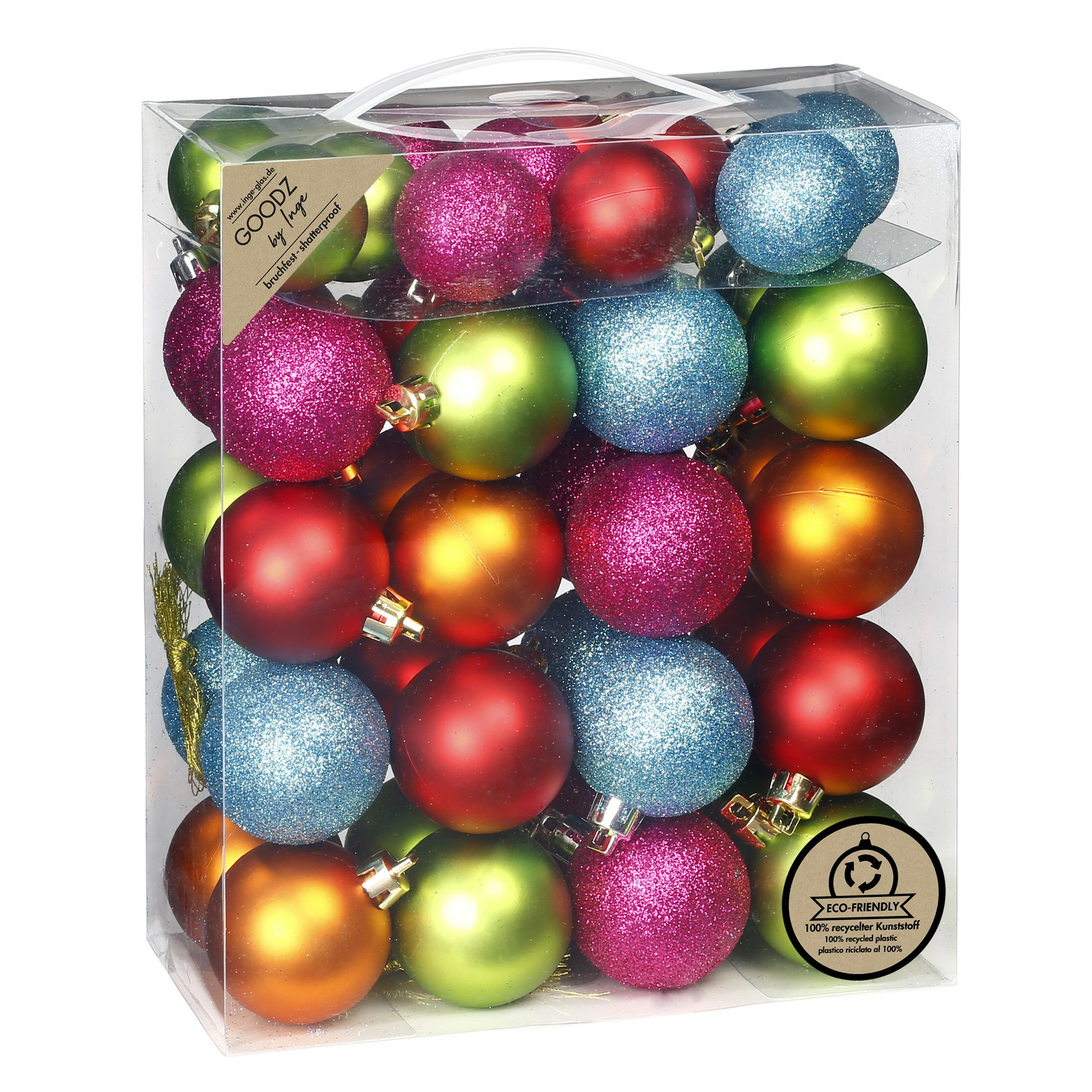 Inge Christmas kerstballen 44x st- gekleurd kunststof mix