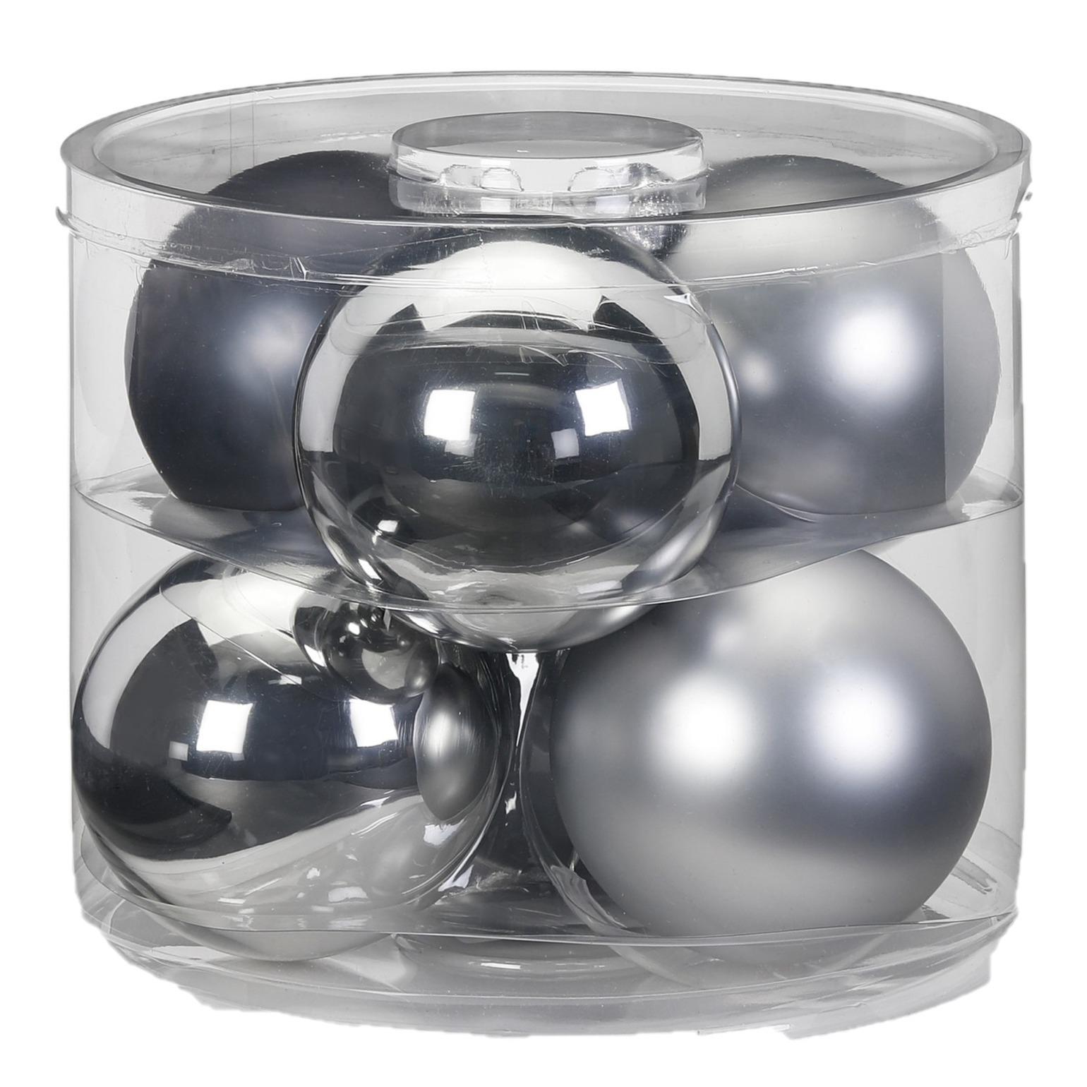 Inge Christmas kerstballen 6x st grijs-zilver 10 cm glas glans-mat