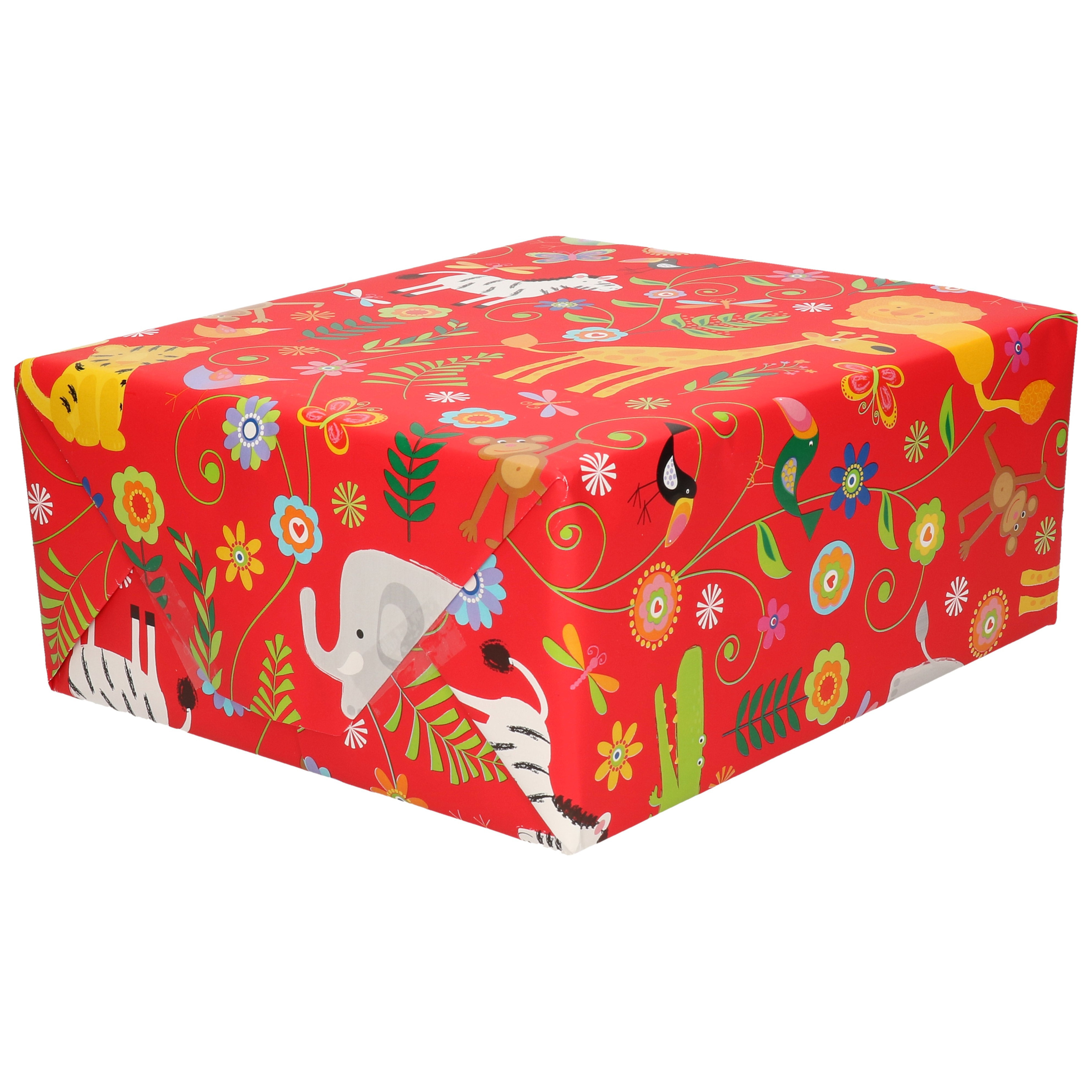 Inpakpapier-cadeaupapier rood dierentuin dieren 200 x 70 cm
