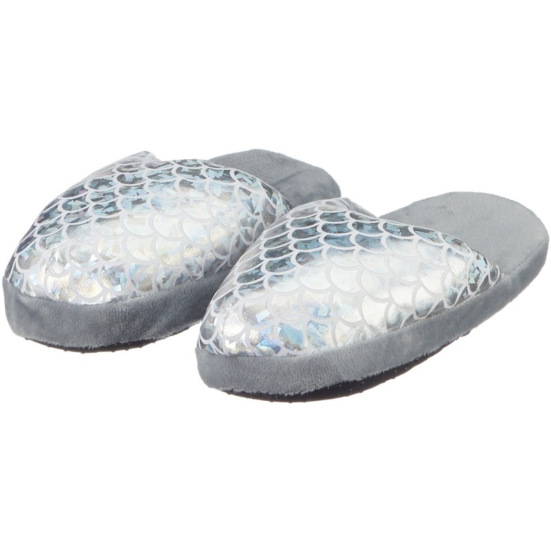 Instap pantoffels-sloffen zeemeerminnen zilver-wit voor kinderen