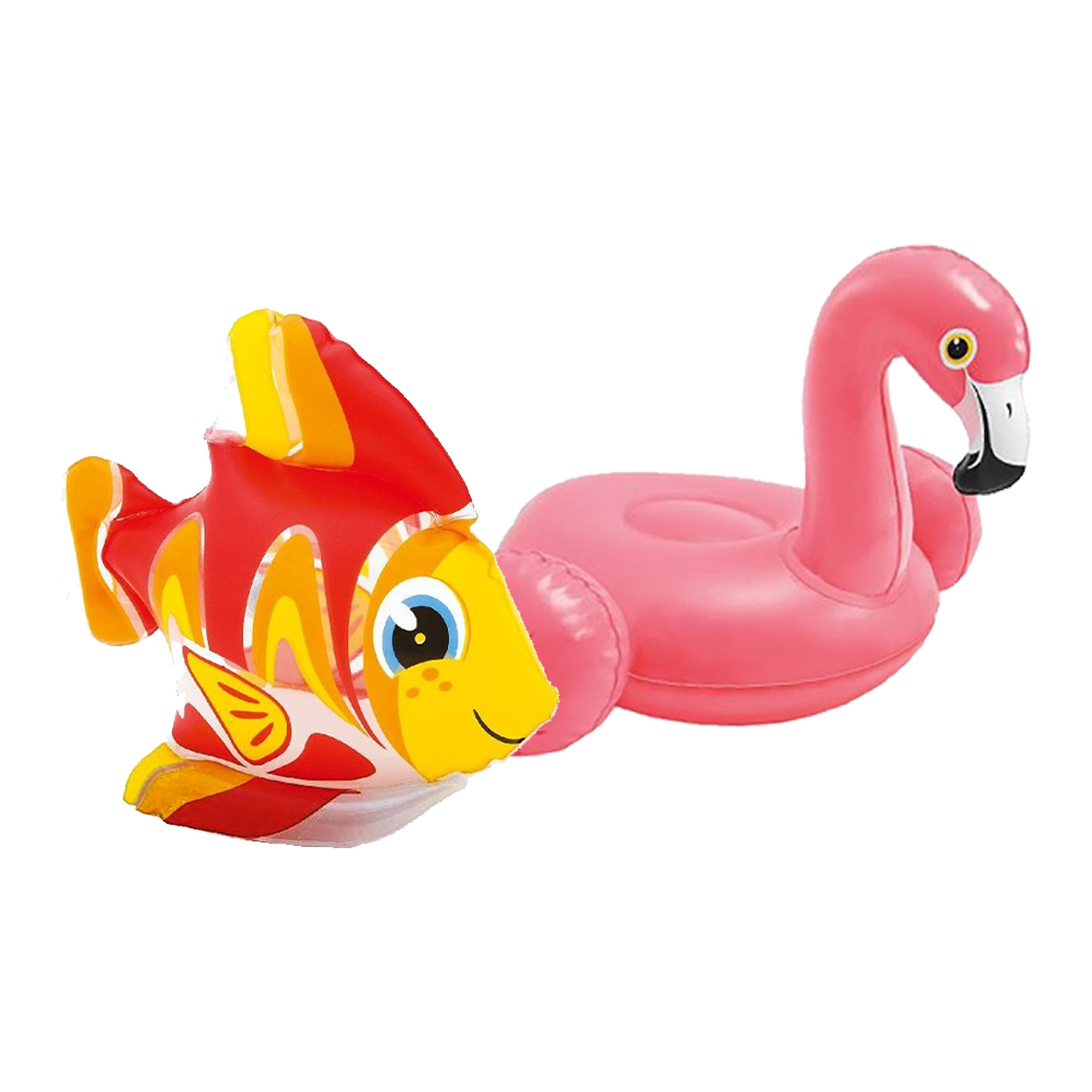 Intex kleine opblaas dieren zwembad setje flamingo-vis 25 cm
