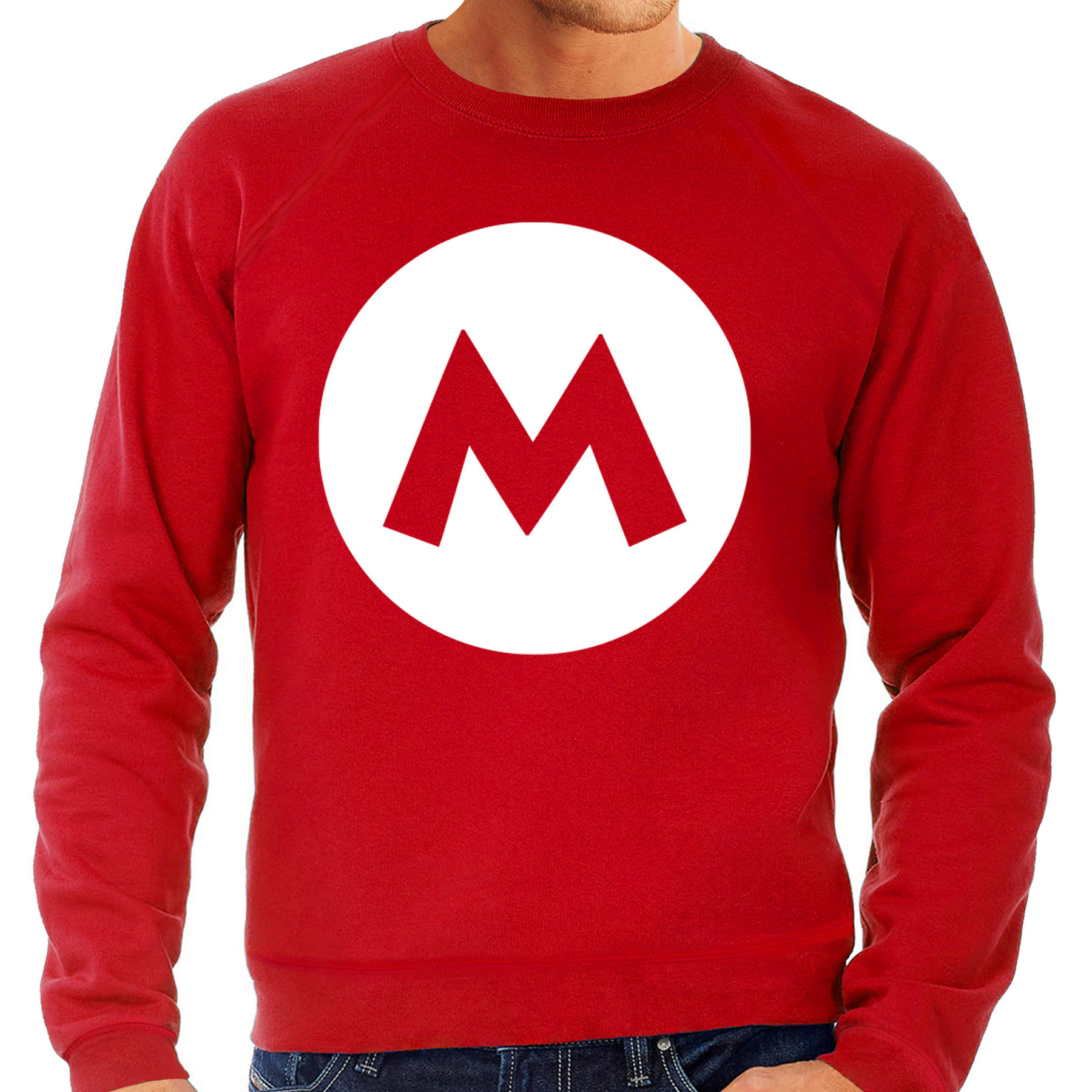Italiaanse Mario loodgieter carnaval verkleed sweater rood voor heren