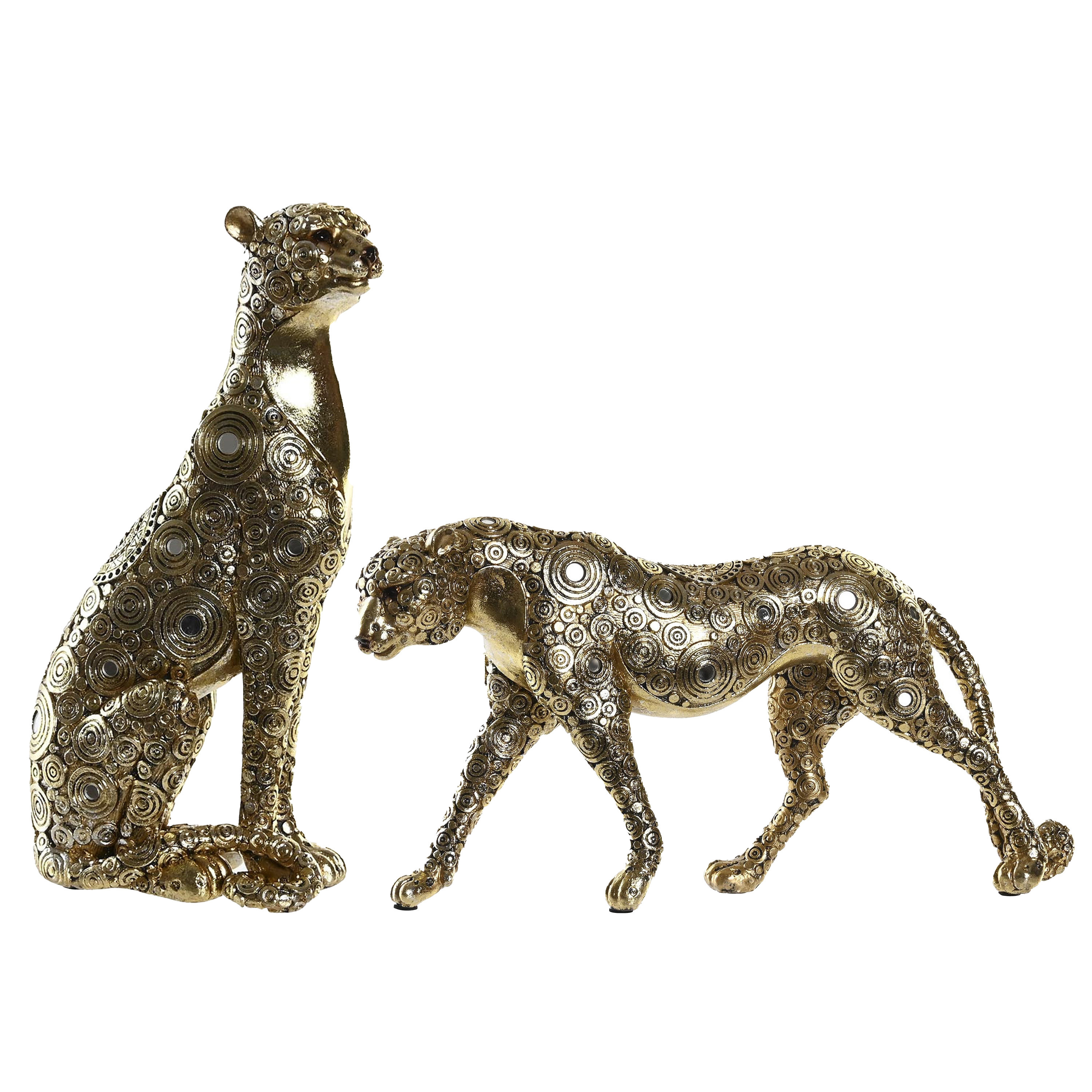 Items Home decoratie dieren beelden set 2x luipaard goud voor binnen