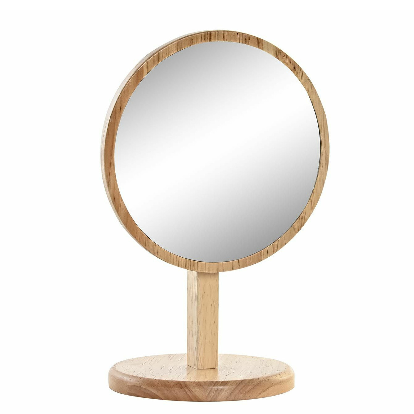 Items Make-up spiegel op standaard rond bamboe 22 cm
