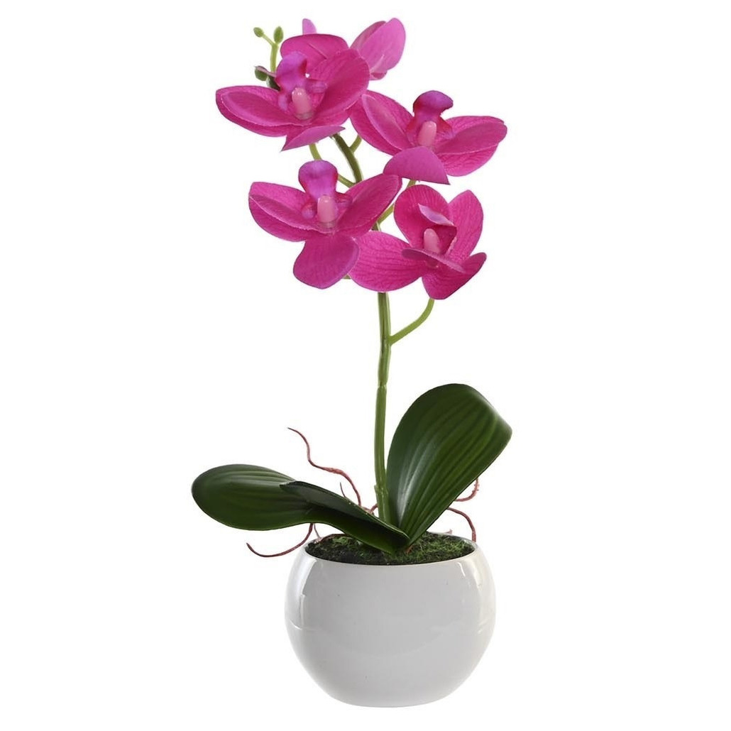 Items Orchidee bloemen kunstplant in witte bloempot fuchsia roze bloemen H29 cm
