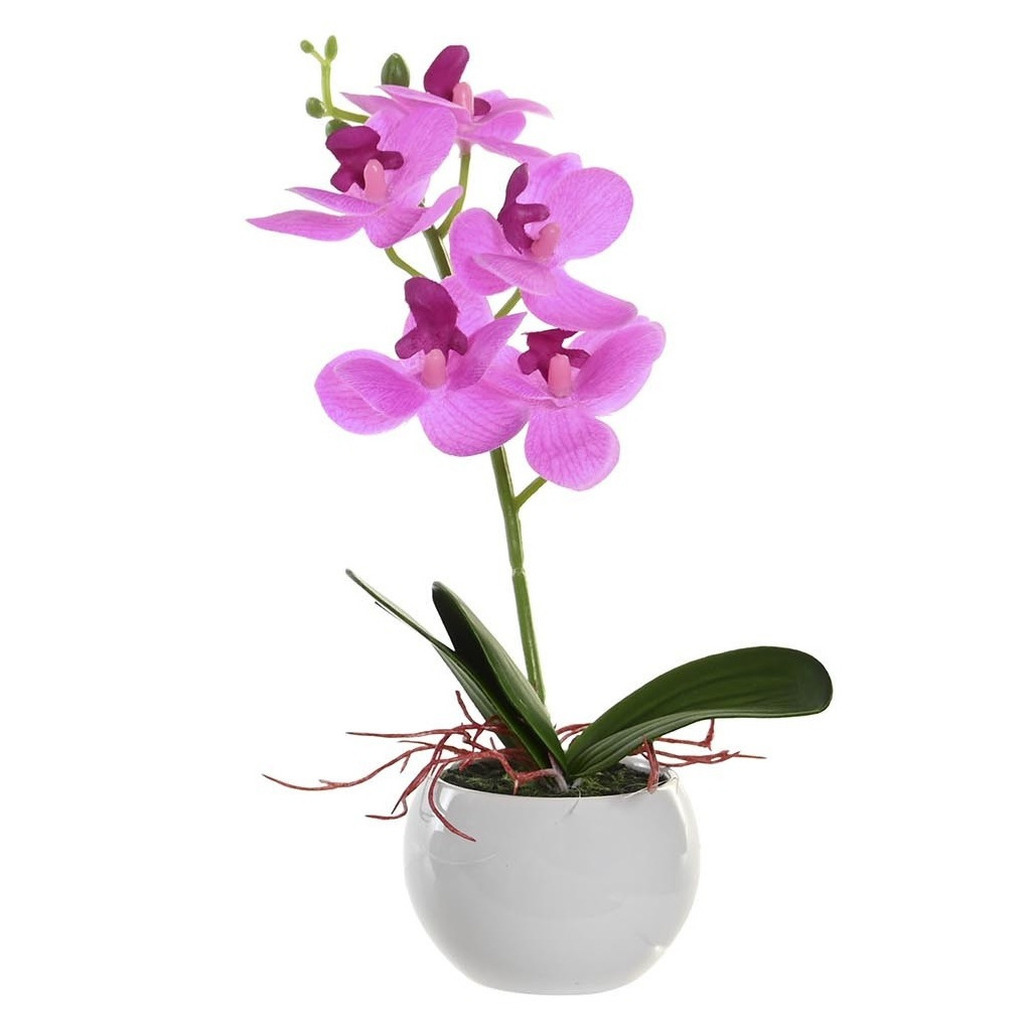 Items Orchidee bloemen kunstplant in witte bloempot roze bloemen H29 cm