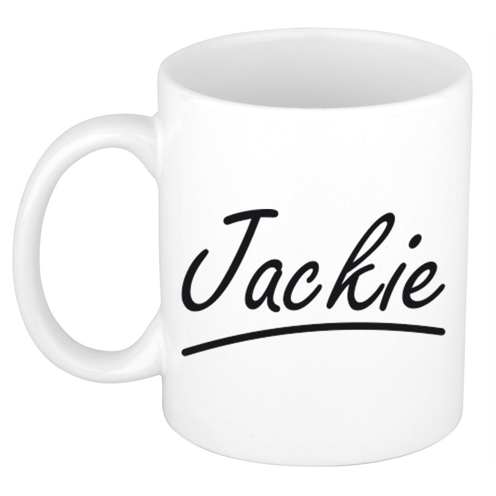 Jackie voornaam kado beker-mok sierlijke letters gepersonaliseerde mok met naam