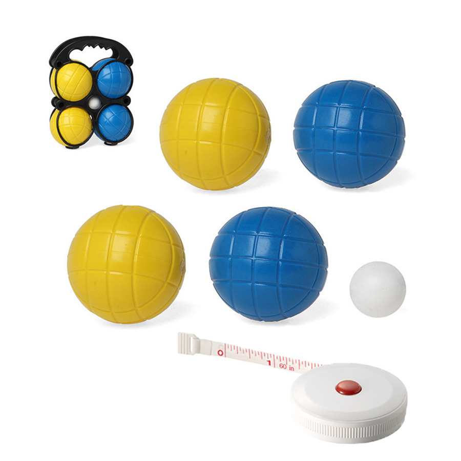 Jeu de boules set met 4 ballen + compact meetlint-rolmaat 1,5 meter
