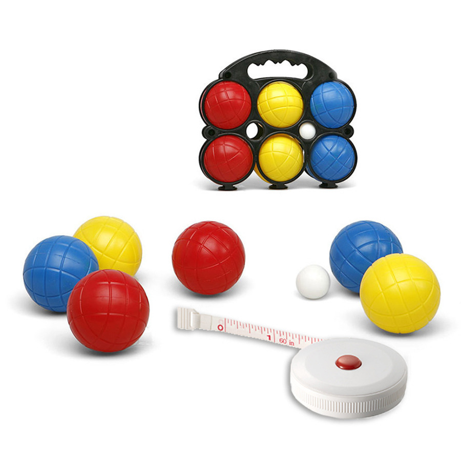 Jeu de boules set met 6 ballen + compact meetlint-rolmaat 1,5 meter