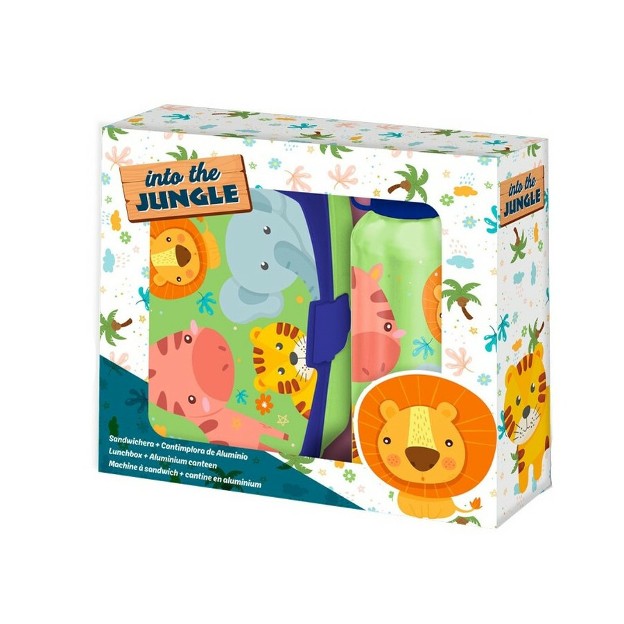 Jungle Kids Into the Jungle? lunchbox set voor kinderen 2-delig groen aluminium-kunststof?