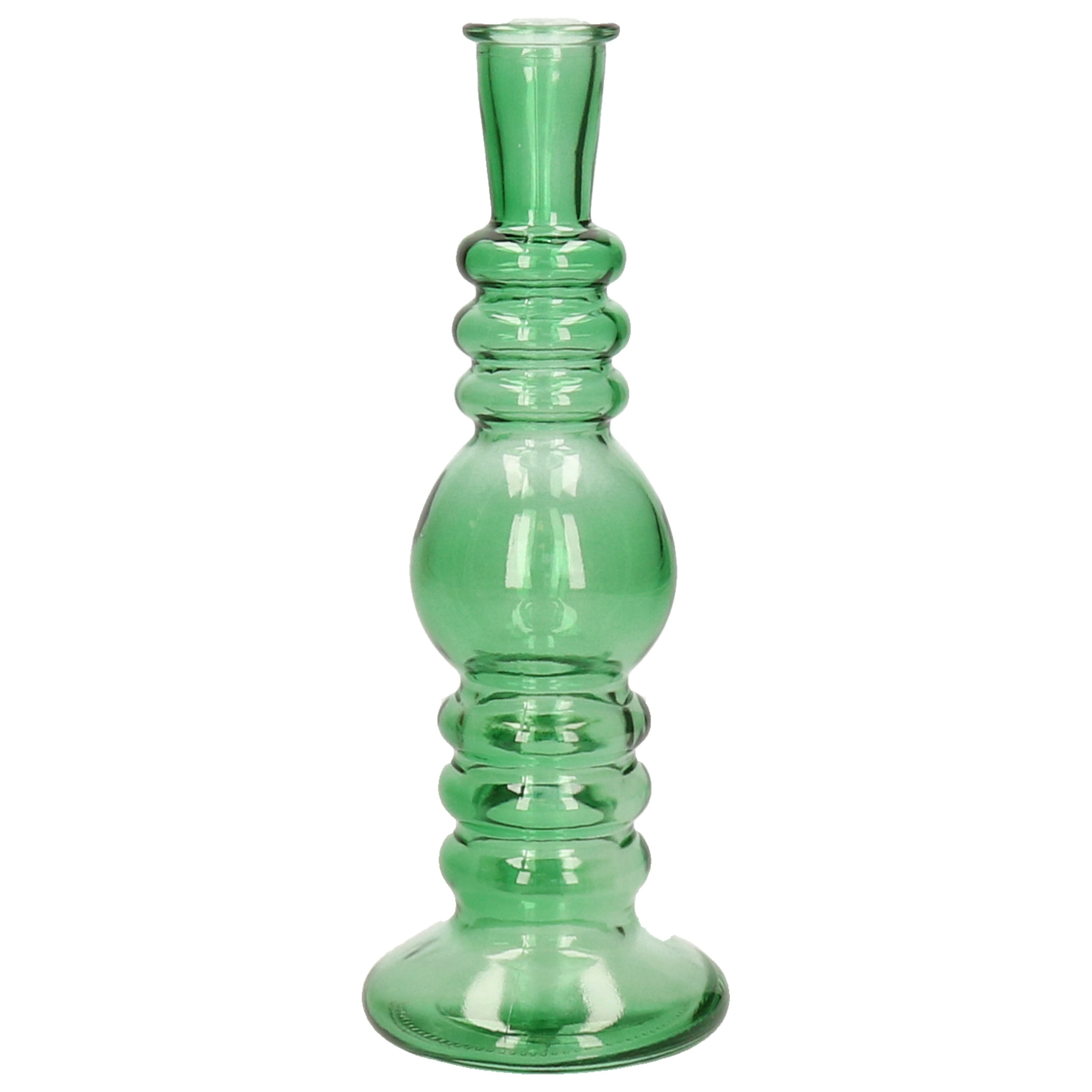 Kaarsen kandelaar Florence groen glas helder D8,5 x H23 cm