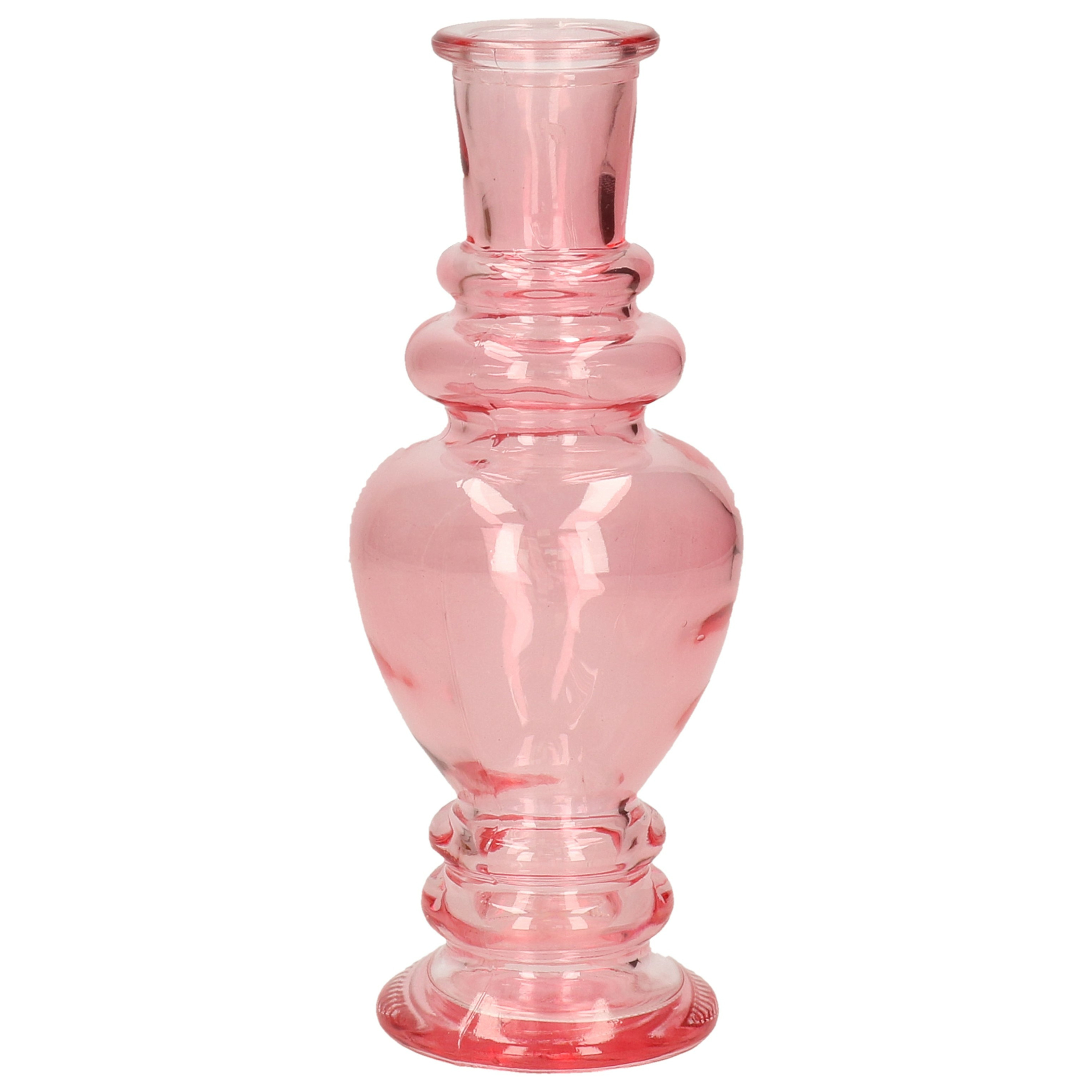 Kaarsen kandelaar Venice gekleurd glas helder roze D5,7 x H15 cm