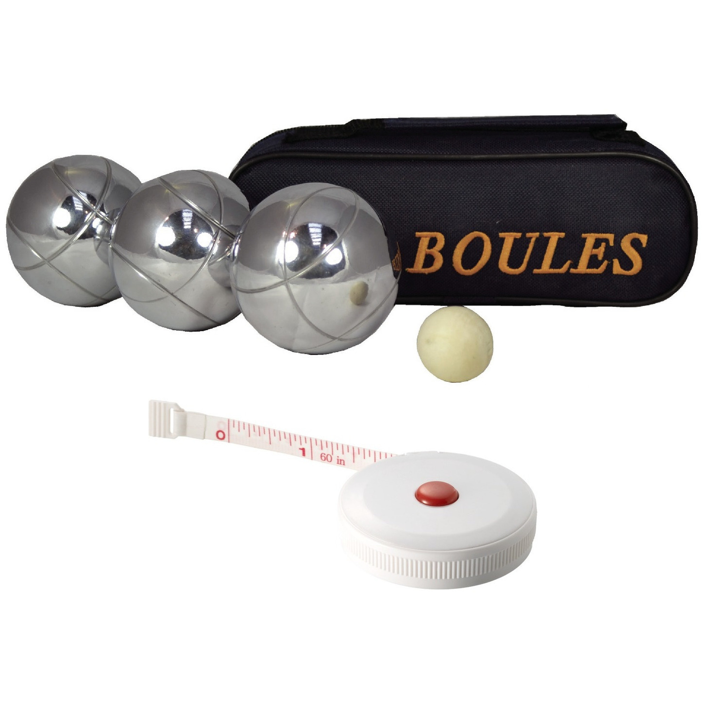 Kaatsbal ballen gooien jeu de boules set in draagtas + compact meetlint-rolmaat 1,5 meter