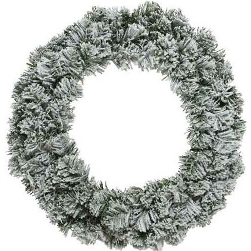 Kerst krans groen met sneeuw 40 cm dennenkransen versiering-decoratie