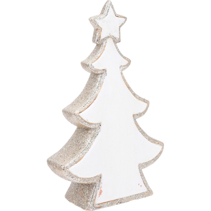 Kerst kunstkerstboom wit glitter beeldje 40 cm versiering-decoratie