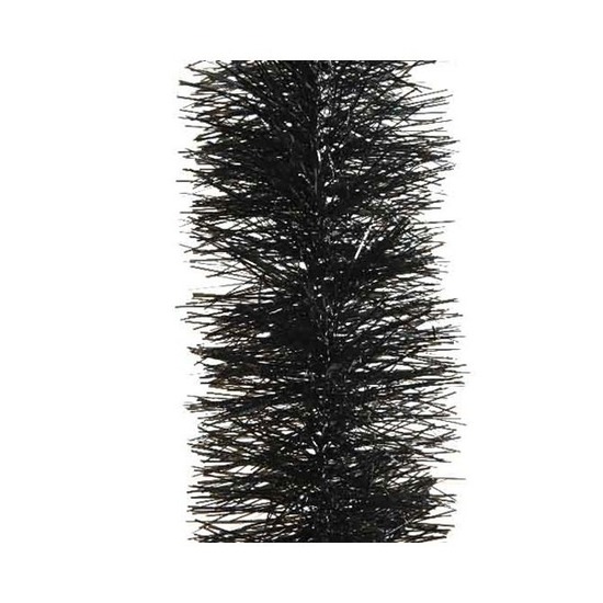 Kerst lametta guirlandes zwart 10 cm breed x 270 cm kerstboom versiering-decoratie