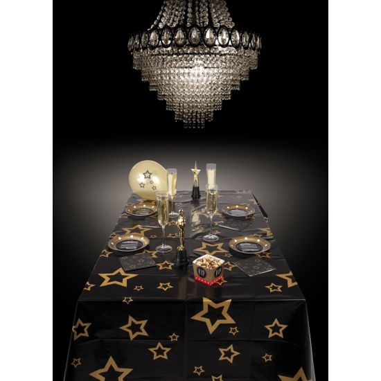 Kerst tafelkleed met gouden sterren 130 x 180 cm