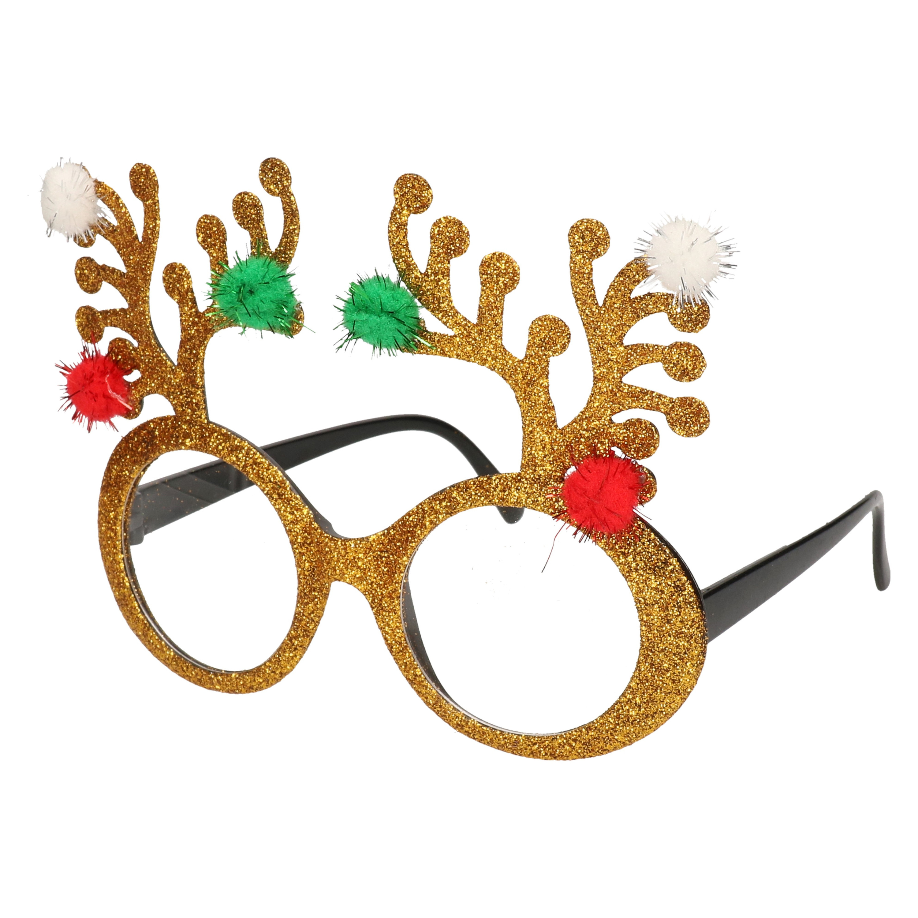 Kerstaccessoires gouden rendierbrillen voor dames en heren
