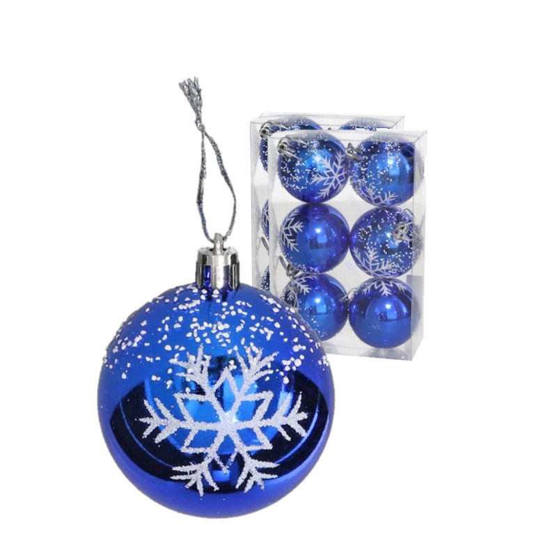 Kerstballen gedecoreerd 18x st 6 cm kunststof blauw