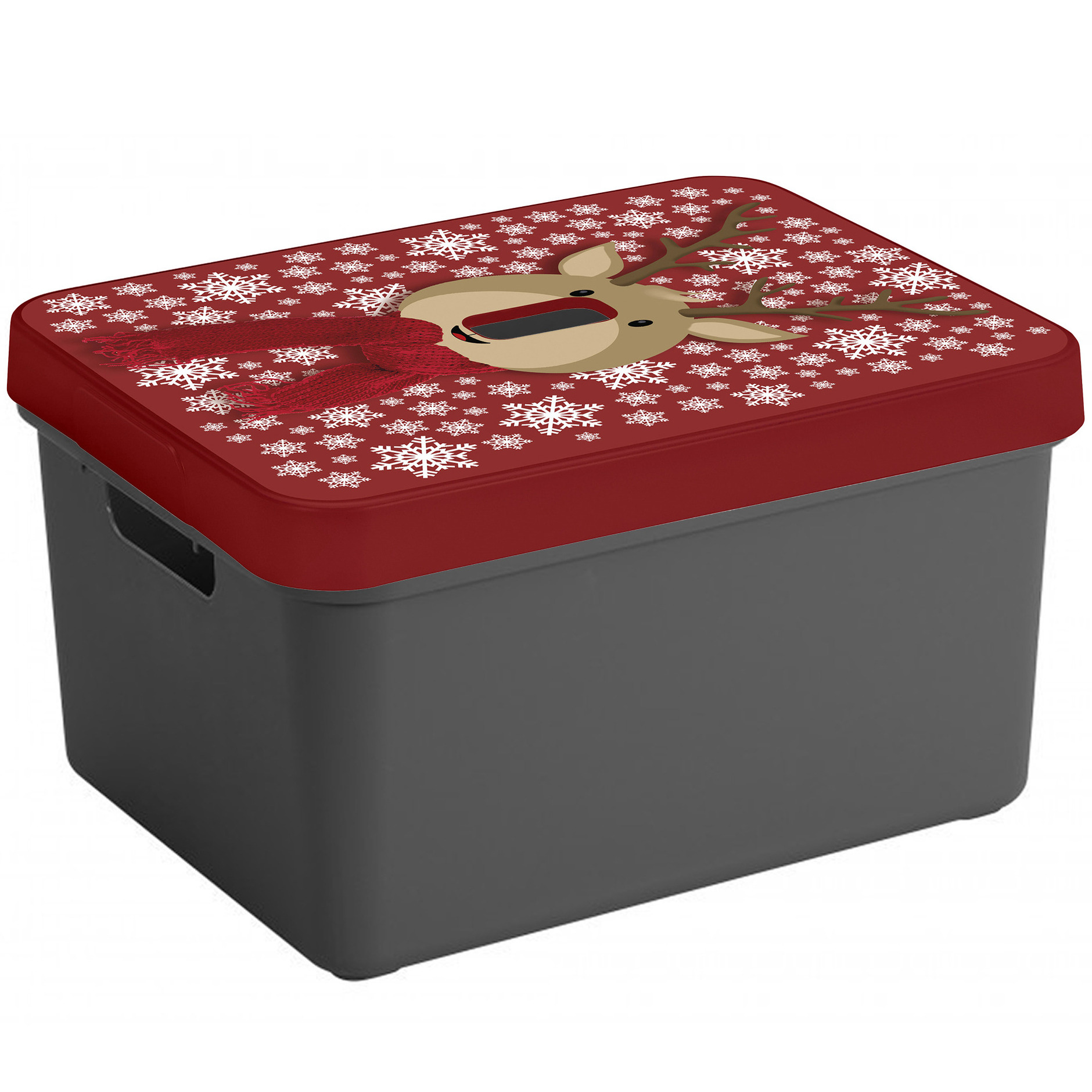 Kerstballen-kerstversiering opruim opbergbox met rendieren print deksel
