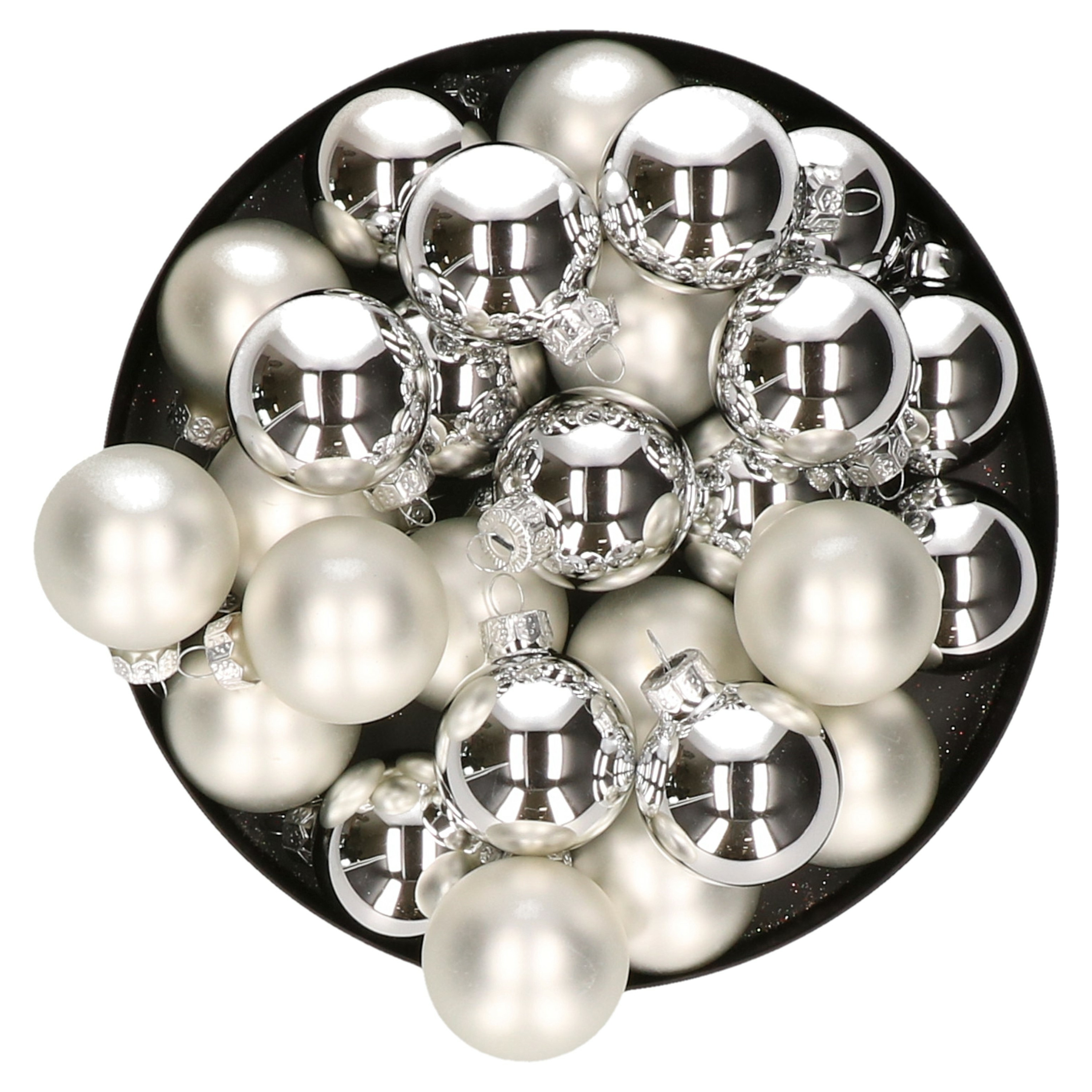 Kerstballen set van glas 36x stuks zilver 4 cm