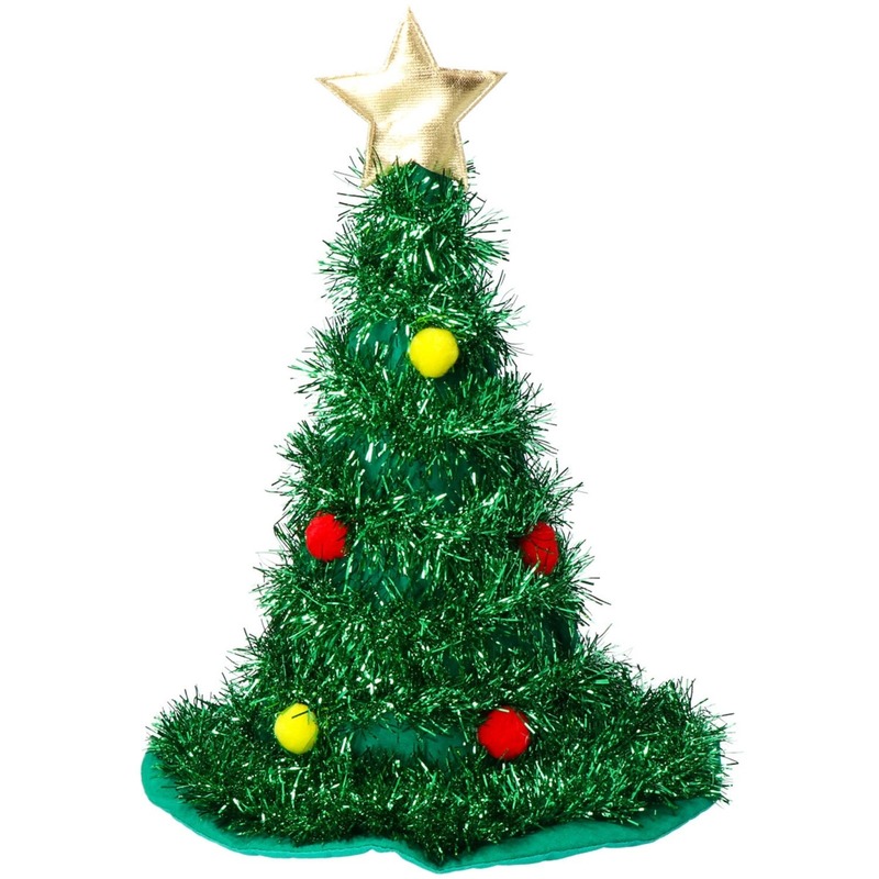 Kerstboom hoedje groen met versieringen