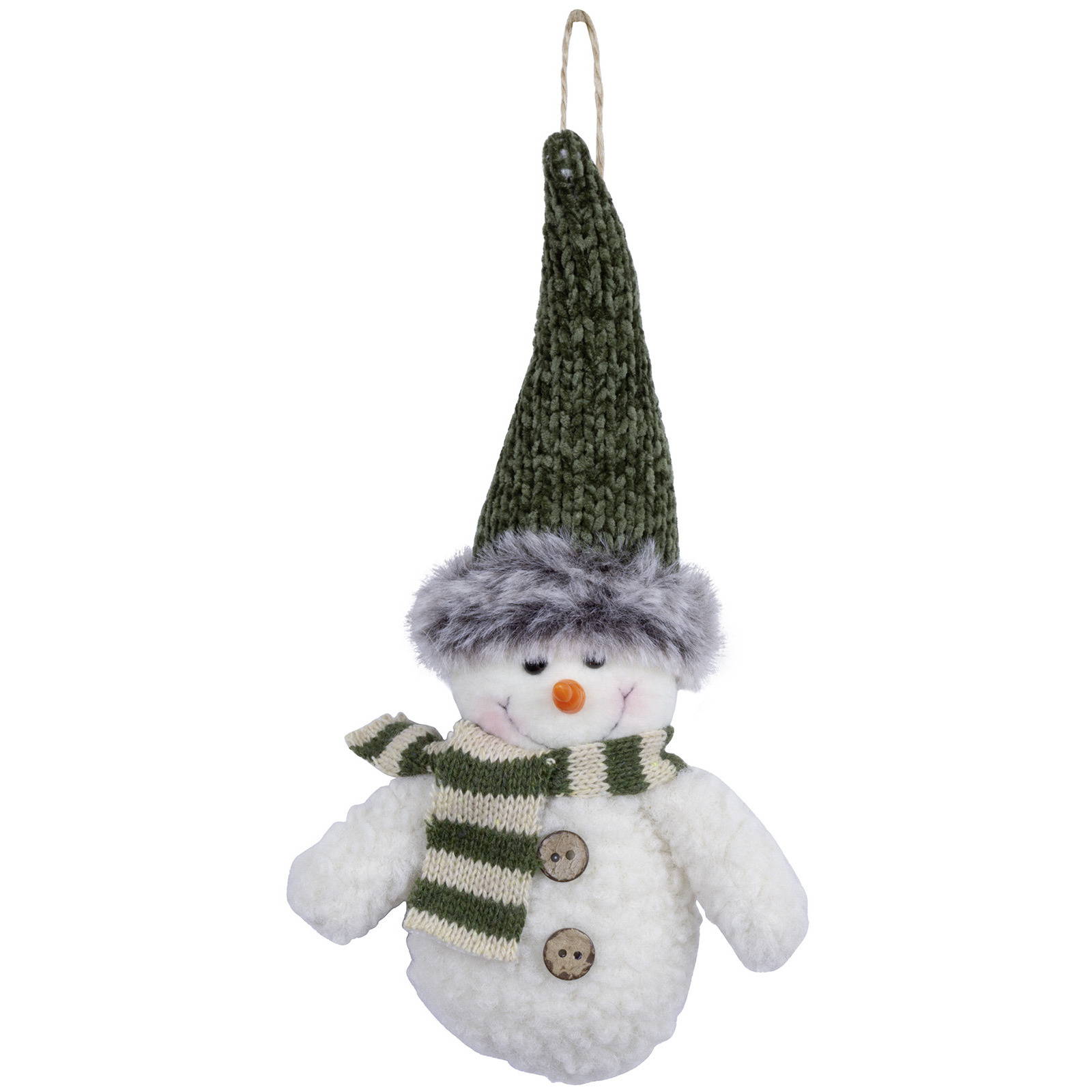 Kersthanger pluche sneeuwpop knuffeltje 15 cm