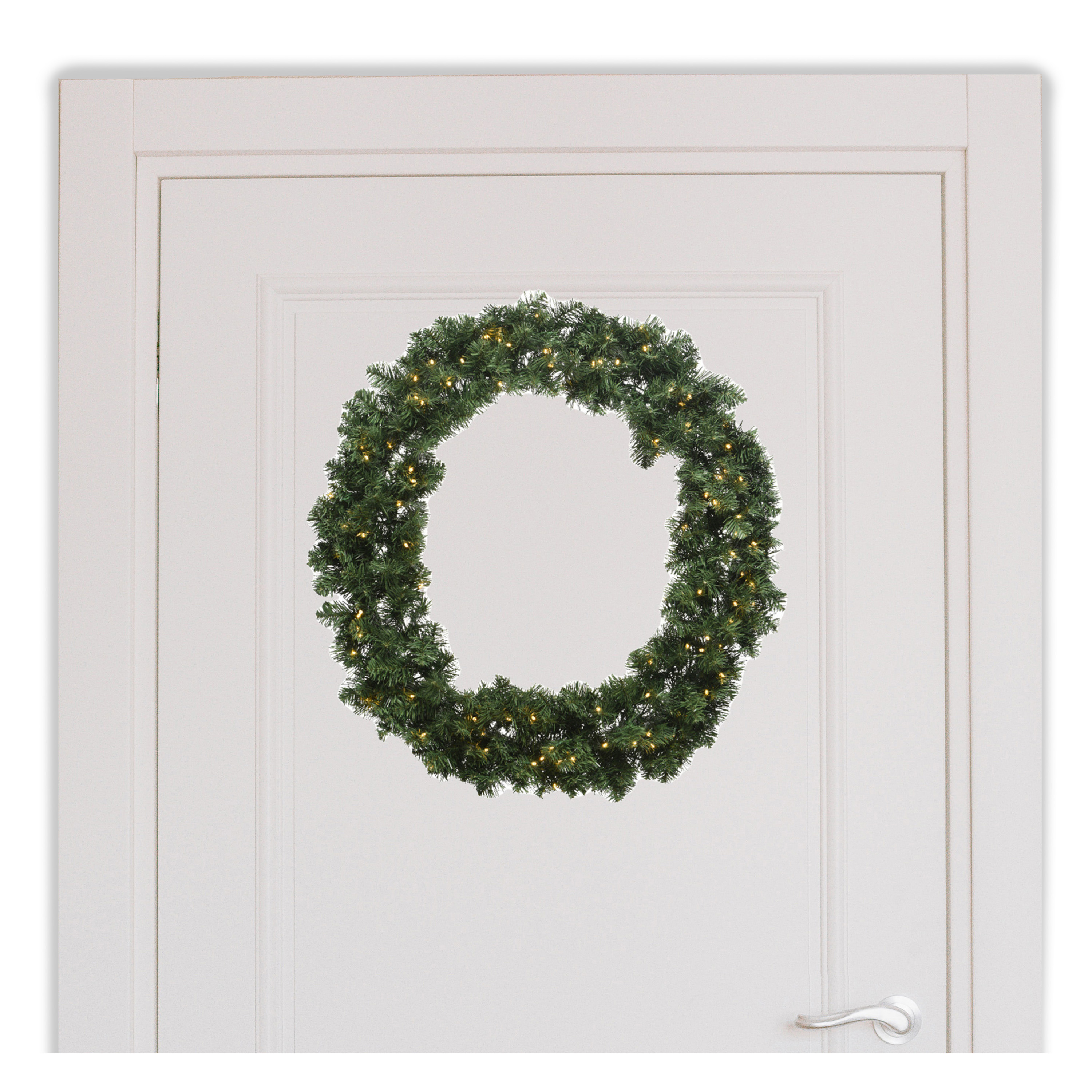 Kerstkrans-deurkrans met warm witte kerstverlichting D50 cm