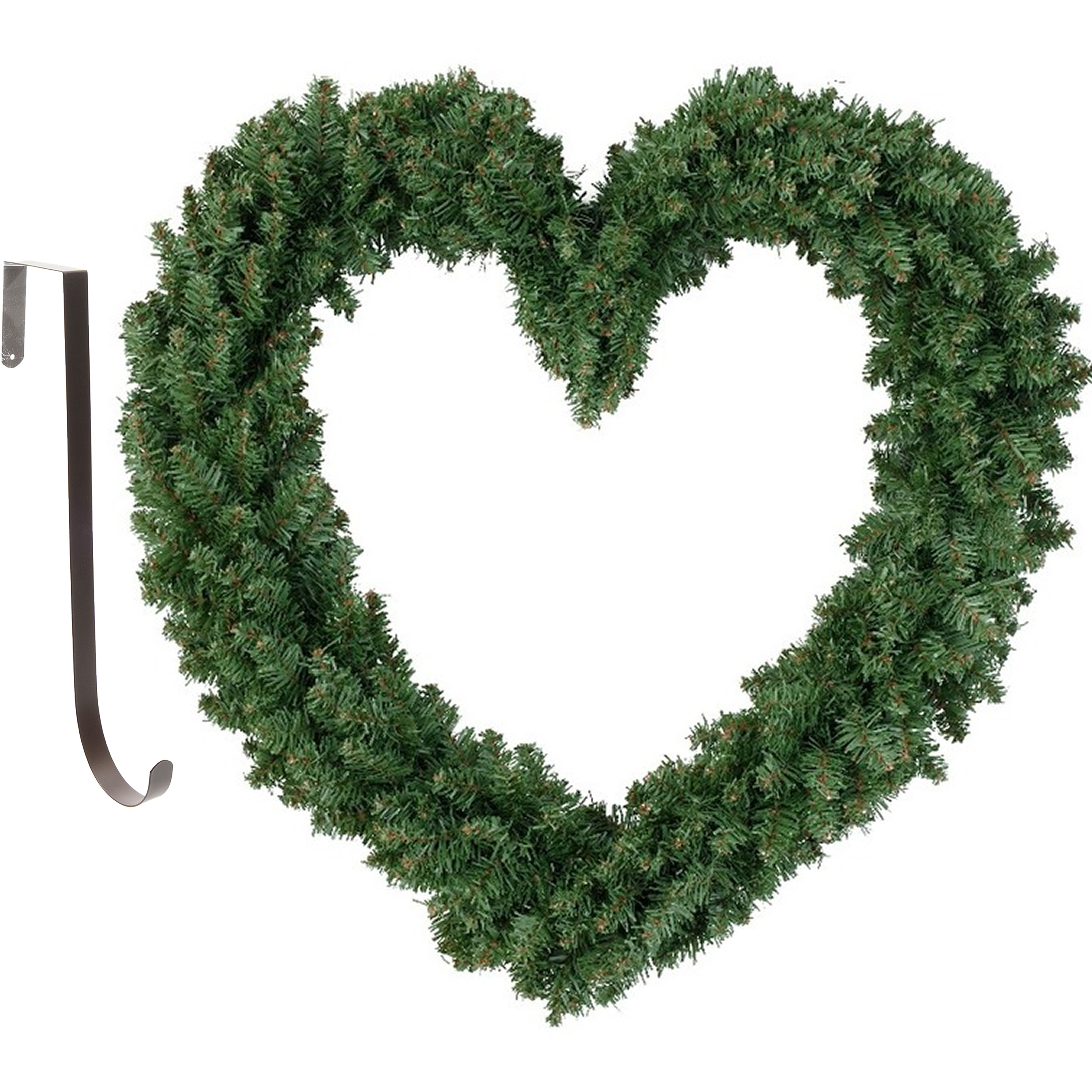 Kerstkrans hart vorm groen 50 cm kunststof incl. deurhanger