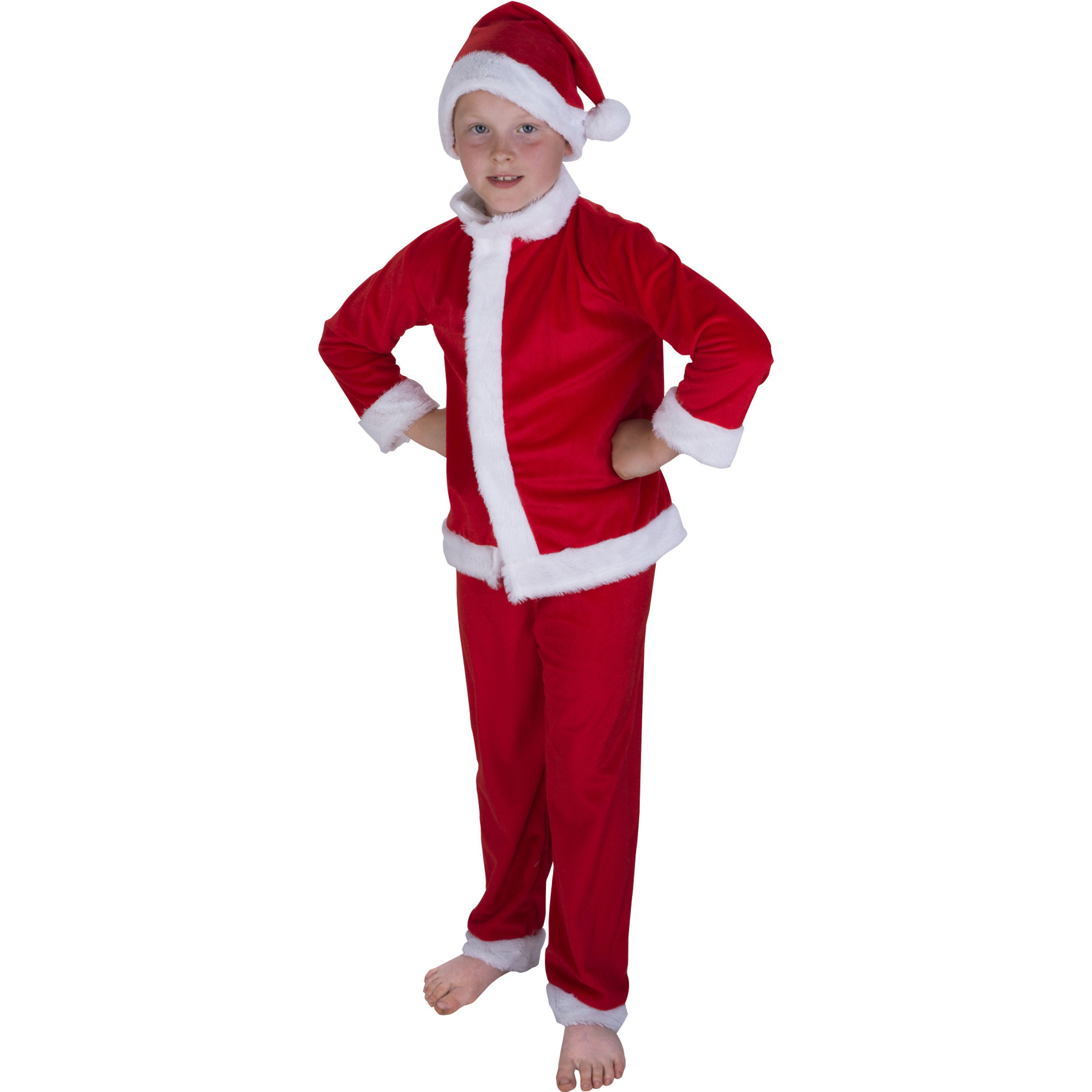 Kerstmannen verkleedkleding pak met Kerstmuts voor jongens-meisjes-kinderen