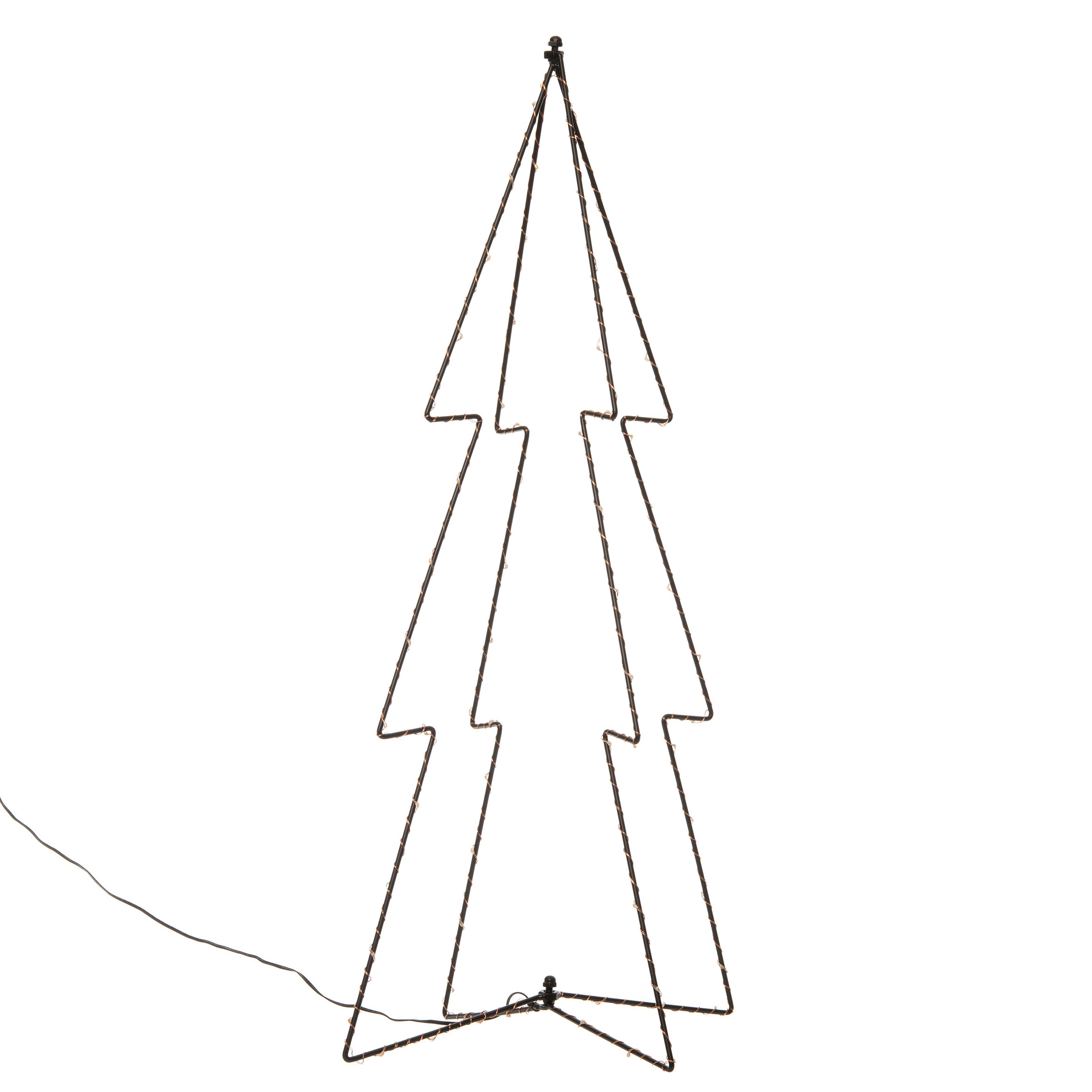 Kerstverlichting 3D kerstbomen met 60 lampjes classic warm 72 cm