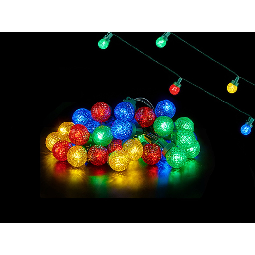 Kerstverlichting-Party lights 30x gekleurde LED bolletjes 600 cm op batterijen