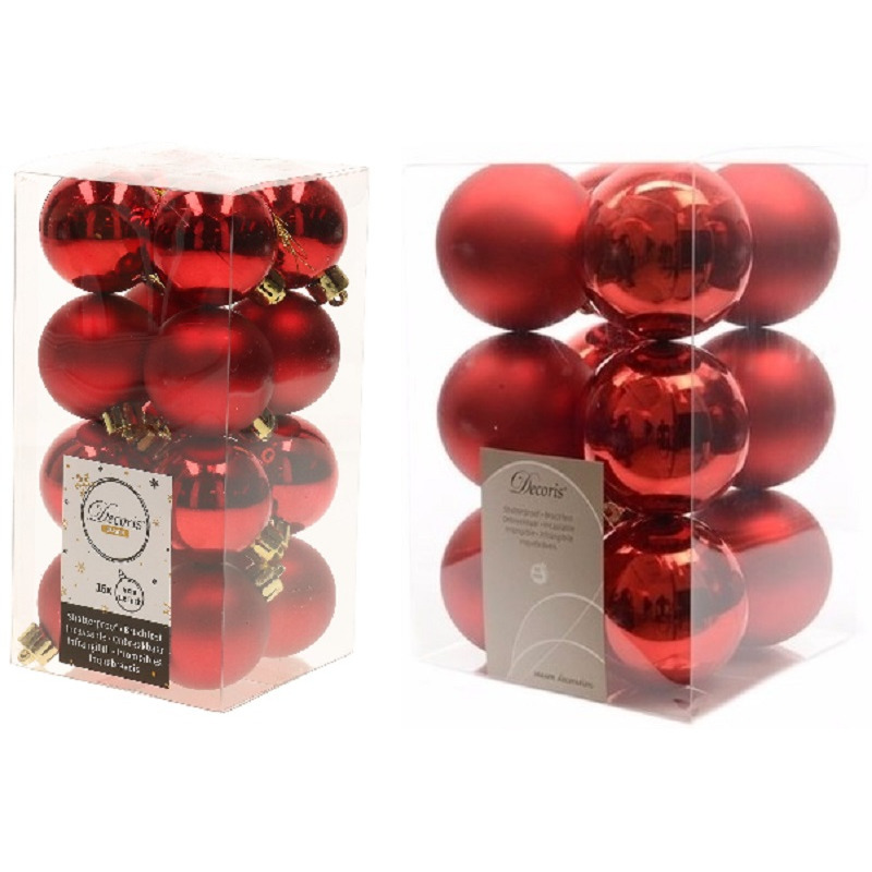 Kerstversiering kunststof kerstballen rood 4-6 cm pakket van 40x stuks