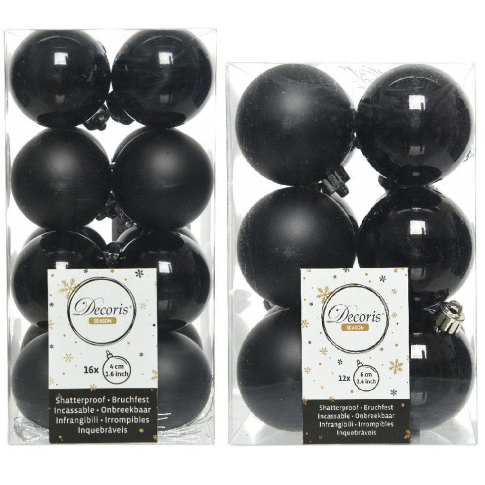 Kerstversiering kunststof kerstballen zwart 4-6 cm pakket van 40x stuks