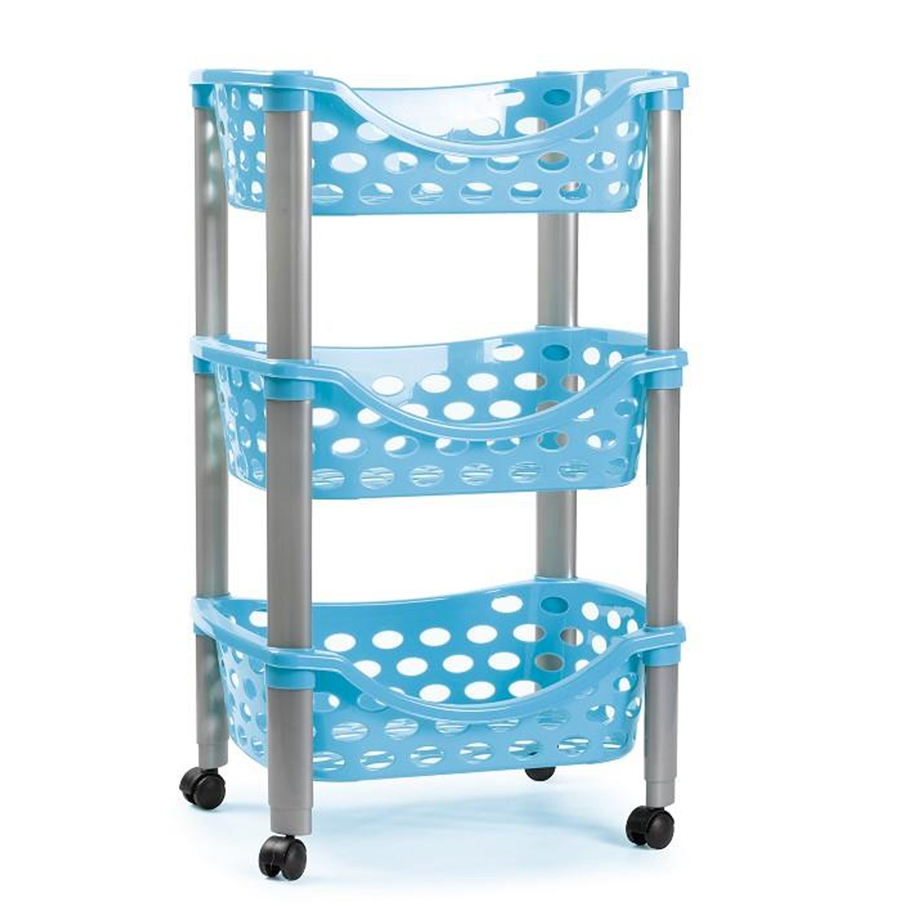 Keukentrolley-roltafel 3 laags kunststof blauw 40 x 65 cm