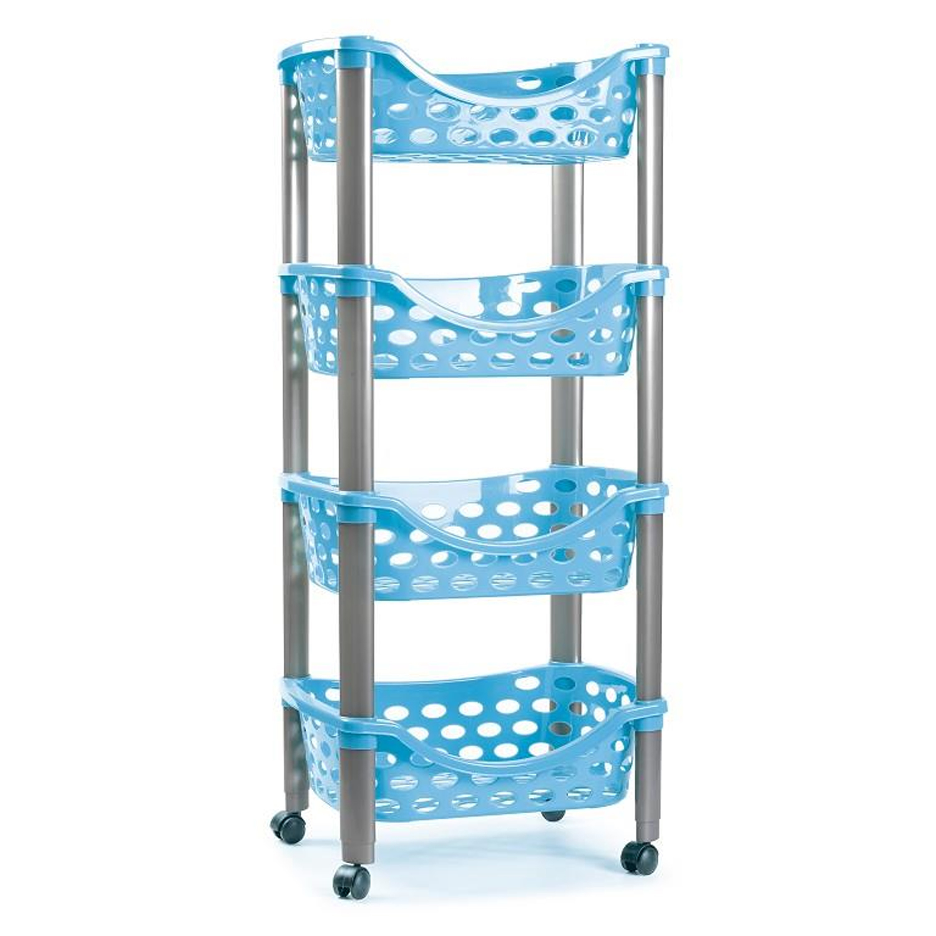 Keukentrolley-roltafel 4 laags kunststof blauw 40 x 88 cm